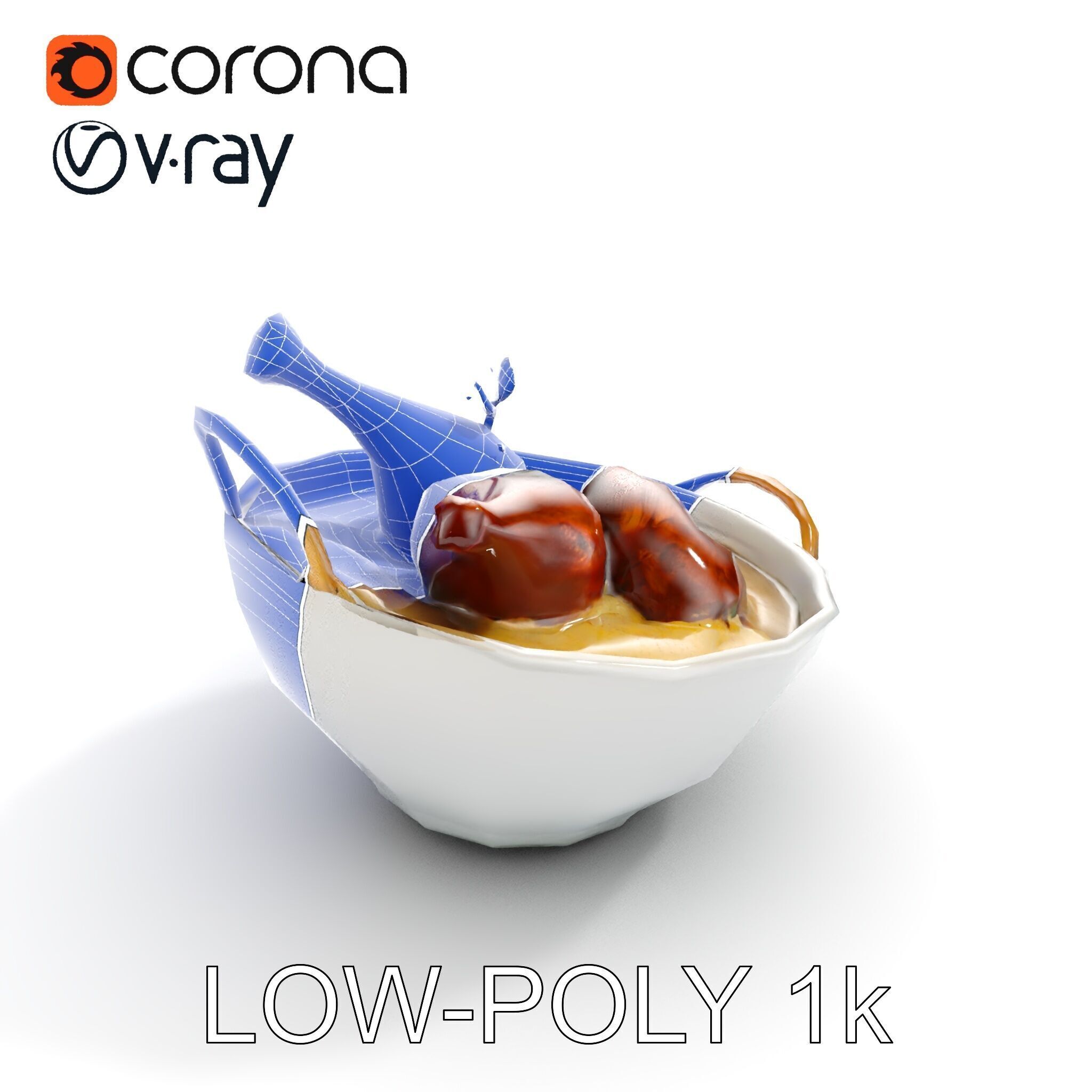 Curry Chicken and Rice Bowl D Model Pack Low-poly 3D model_26