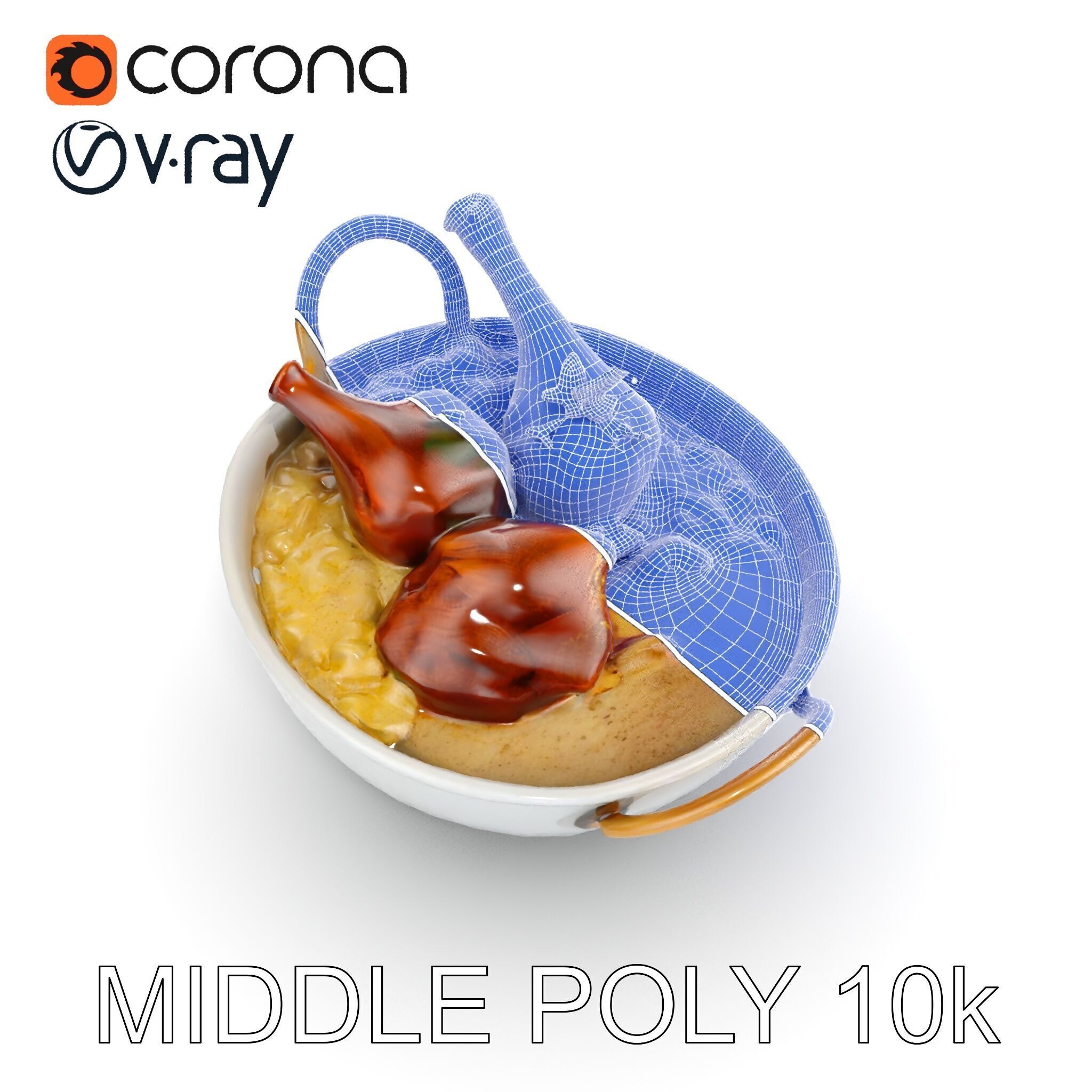 Curry Chicken and Rice Bowl D Model Pack Low-poly 3D model_11