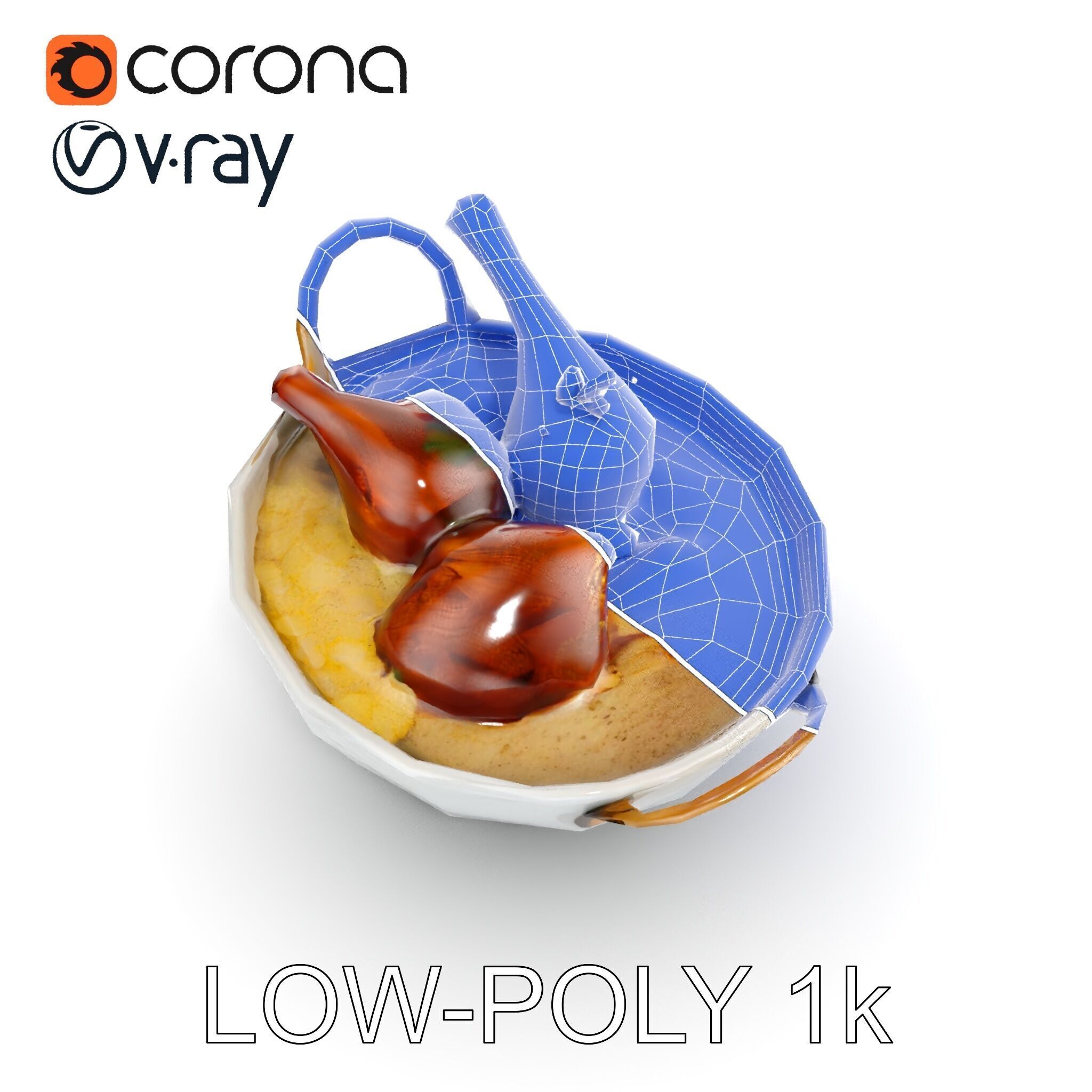Curry Chicken and Rice Bowl D Model Pack Low-poly 3D model_28