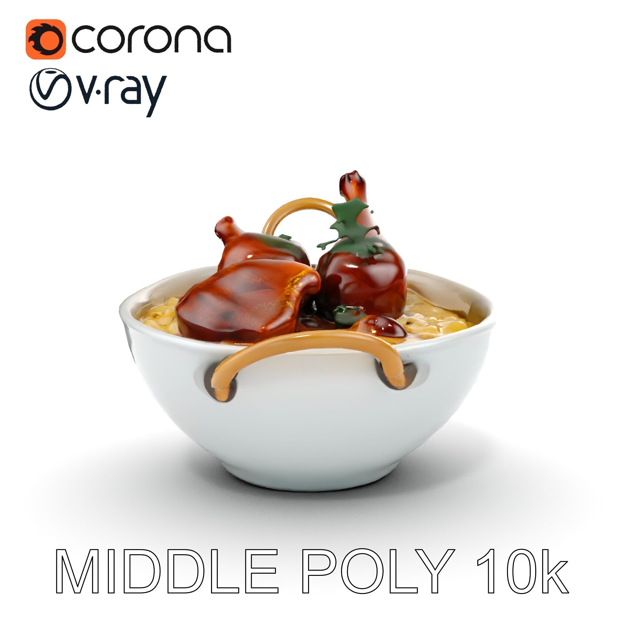 Curry Chicken and Rice Bowl D Model Pack Low-poly 3D model_19