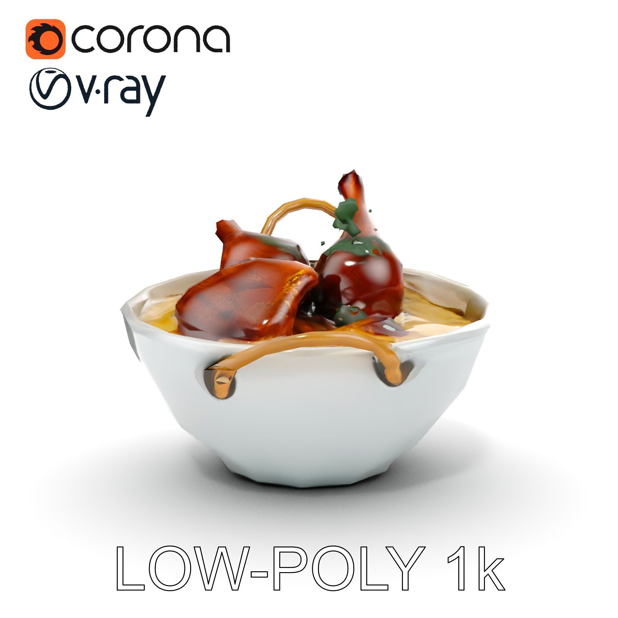 Curry Chicken and Rice Bowl D Model Pack Low-poly 3D model_14