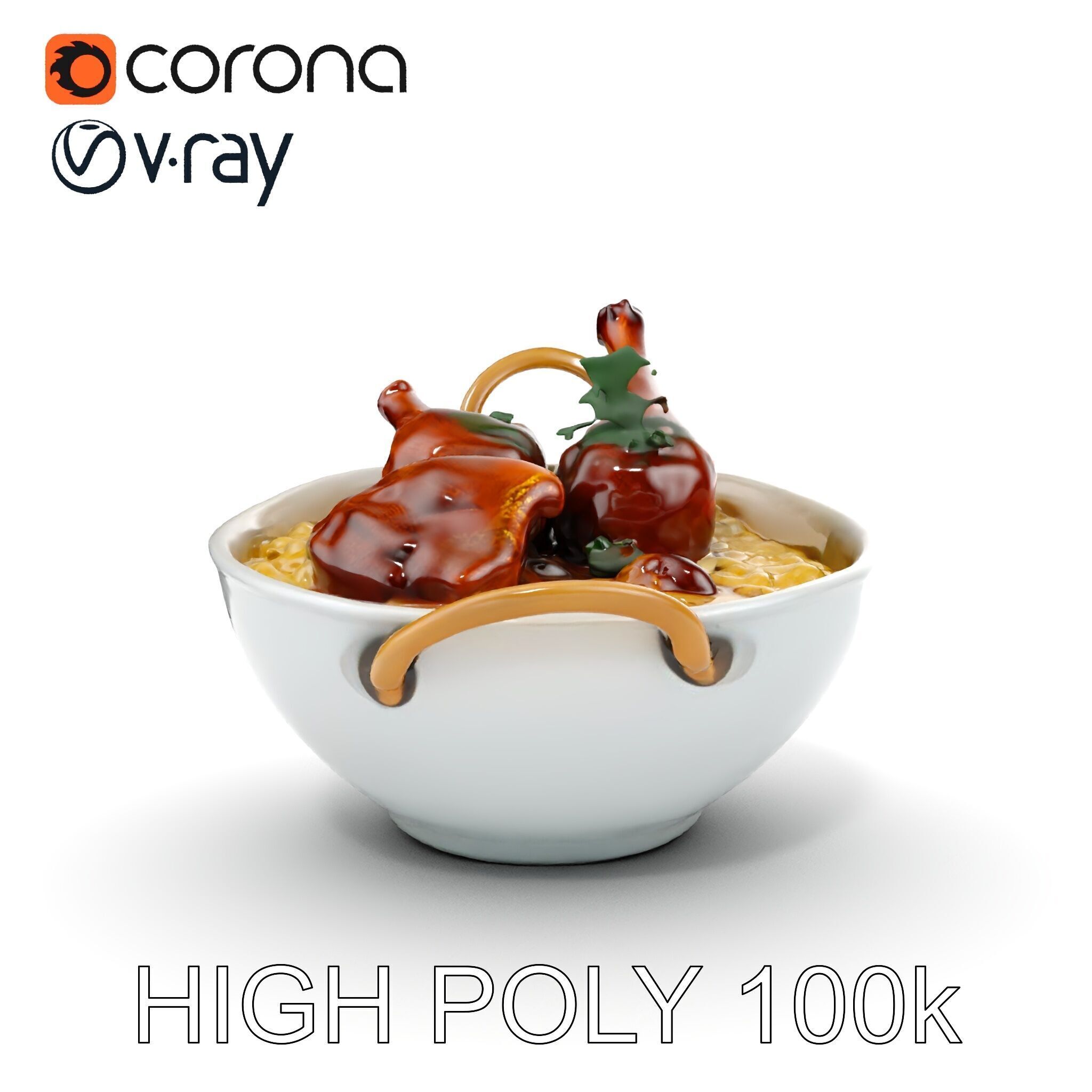 Curry Chicken and Rice Bowl D Model Pack Low-poly 3D model_24