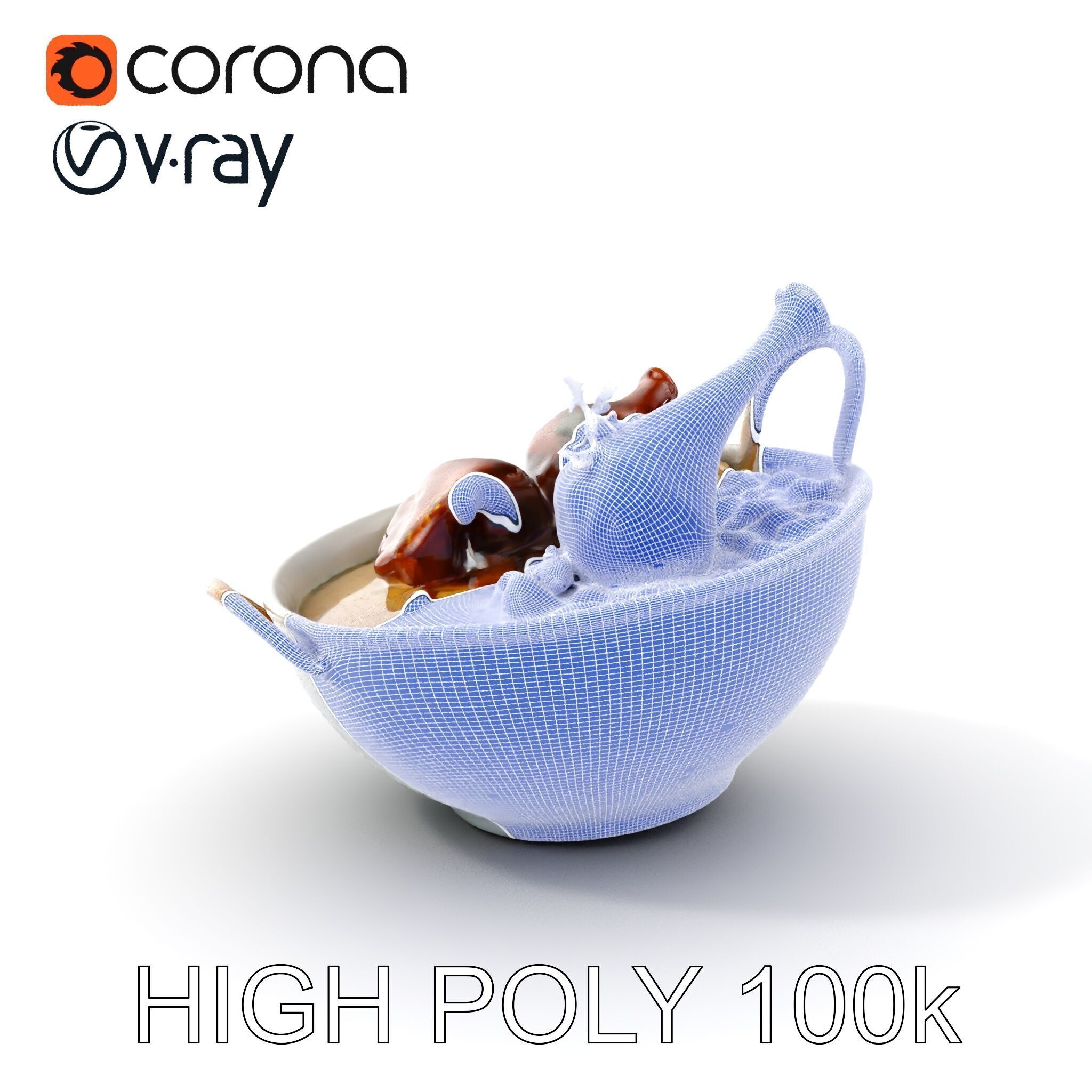 Curry Chicken and Rice Bowl D Model Pack Low-poly 3D model_4