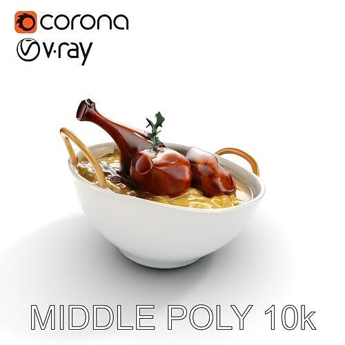 Curry Chicken and Rice Bowl D Model Pack Low-poly 3D model 6