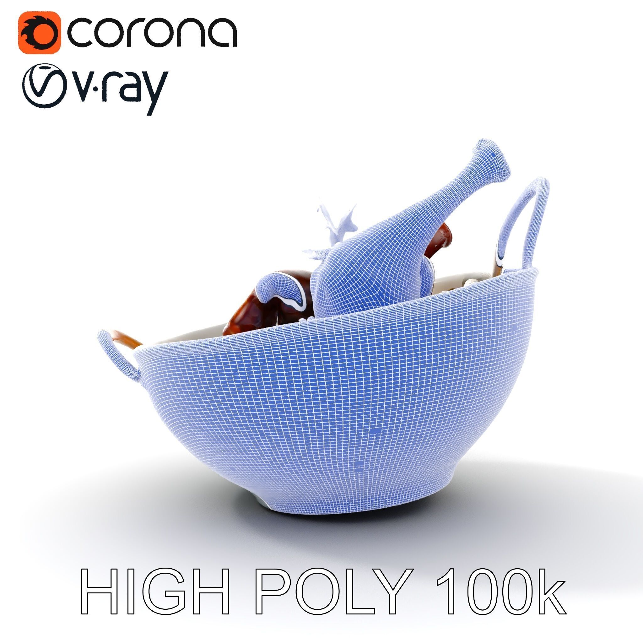 Curry Chicken and Rice Bowl D Model Pack Low-poly 3D model_32