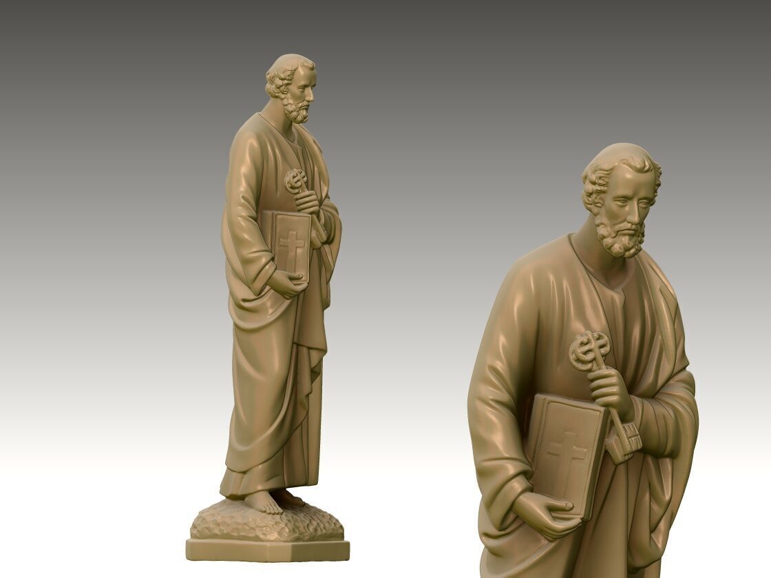 Saint Peter Catholic Statue 3D print model_1