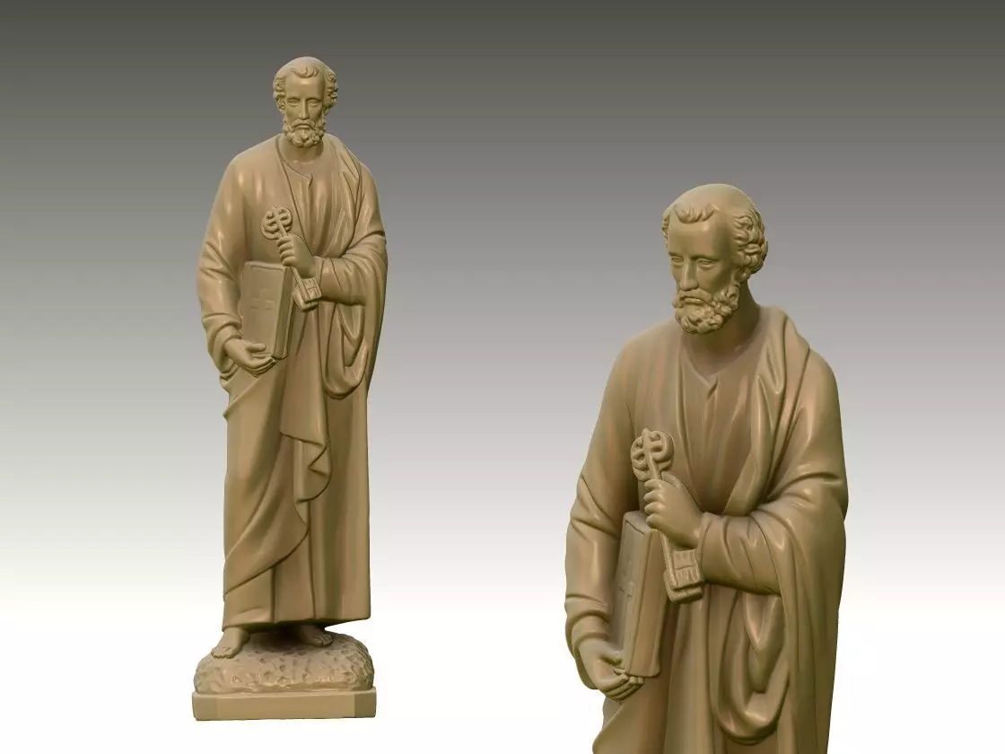 Saint Peter Catholic Statue 3D print model_0
