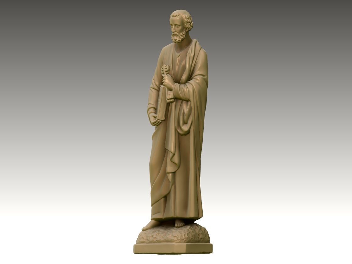 Saint Peter Catholic Statue 3D print model_4