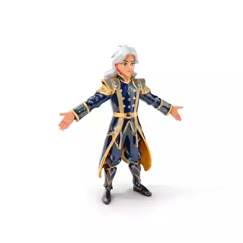 Elegant Fantasy Noble Character Rigged and Animated Low-poly 3D model