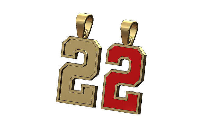 Enamel number 2 two varsity high school letterman pendant charm 3D print model
