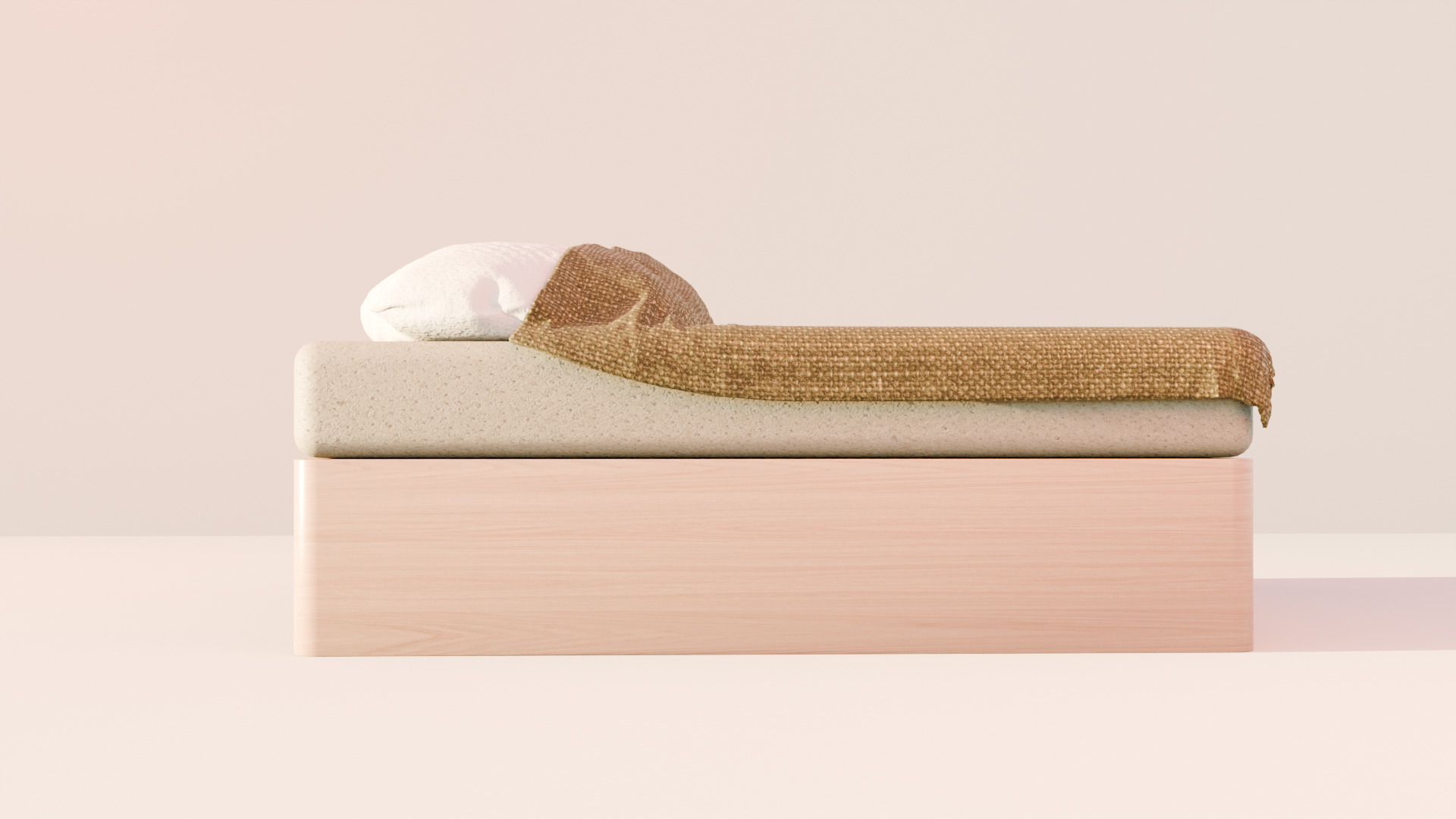 Wooden bed Free 3D model_2