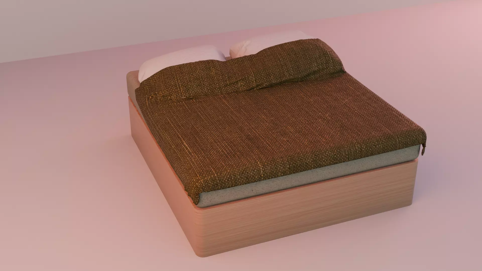 Wooden bed Free 3D model_0