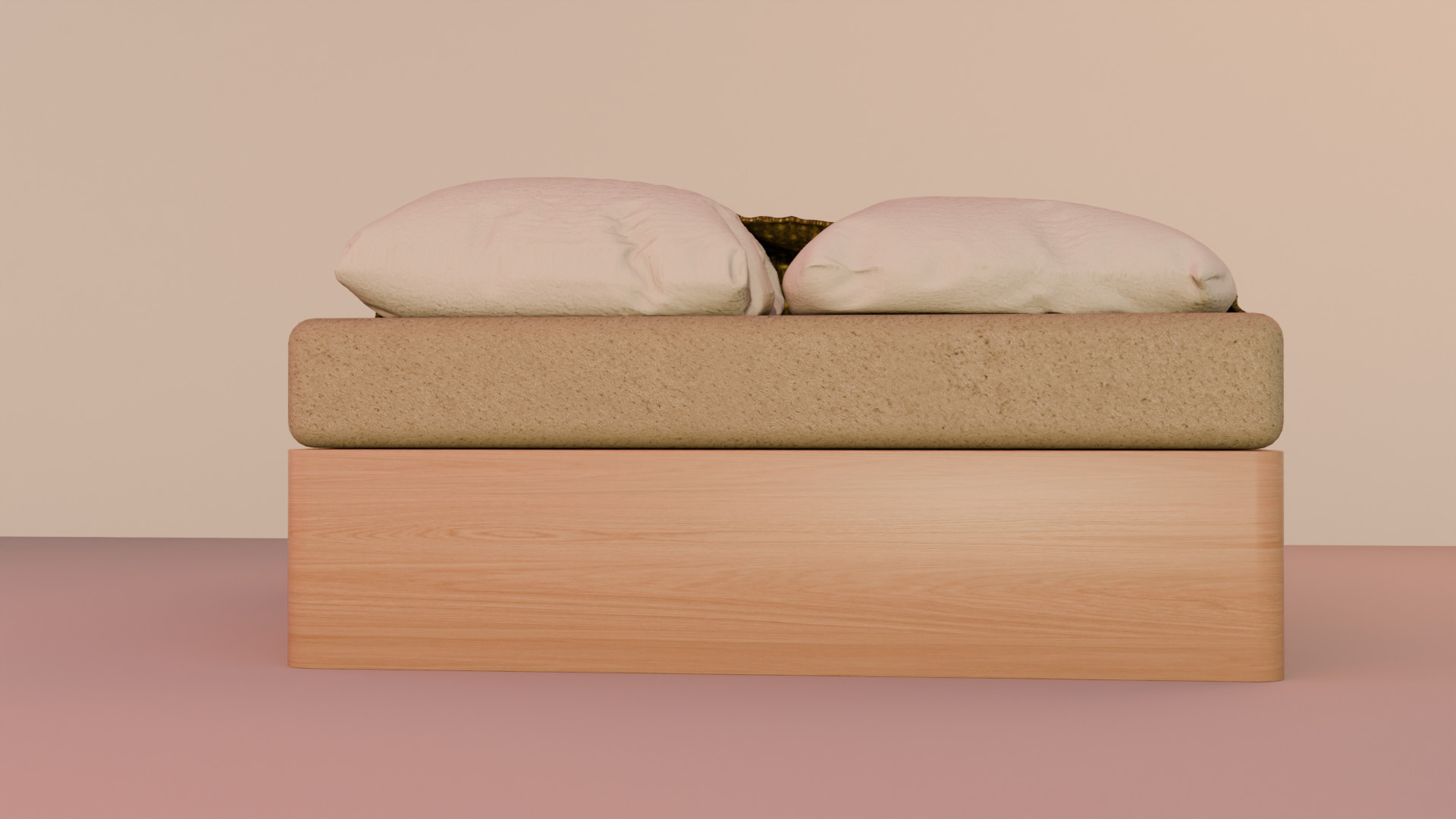 Wooden bed Free 3D model_3