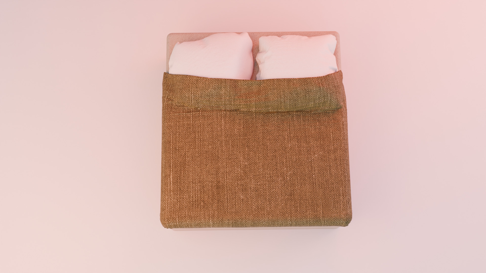 Wooden bed Free 3D model_1