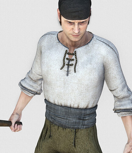 Rigged 1812 Spanish Peasant Character 3D model