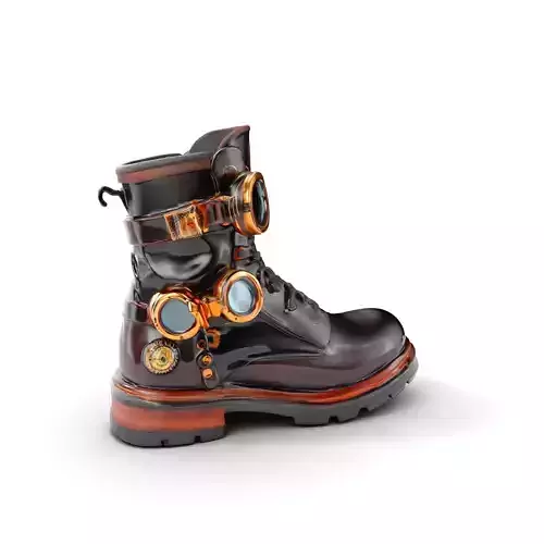 Steampunk Boot with Gear and Goggles Model Pack Low-poly 3D model