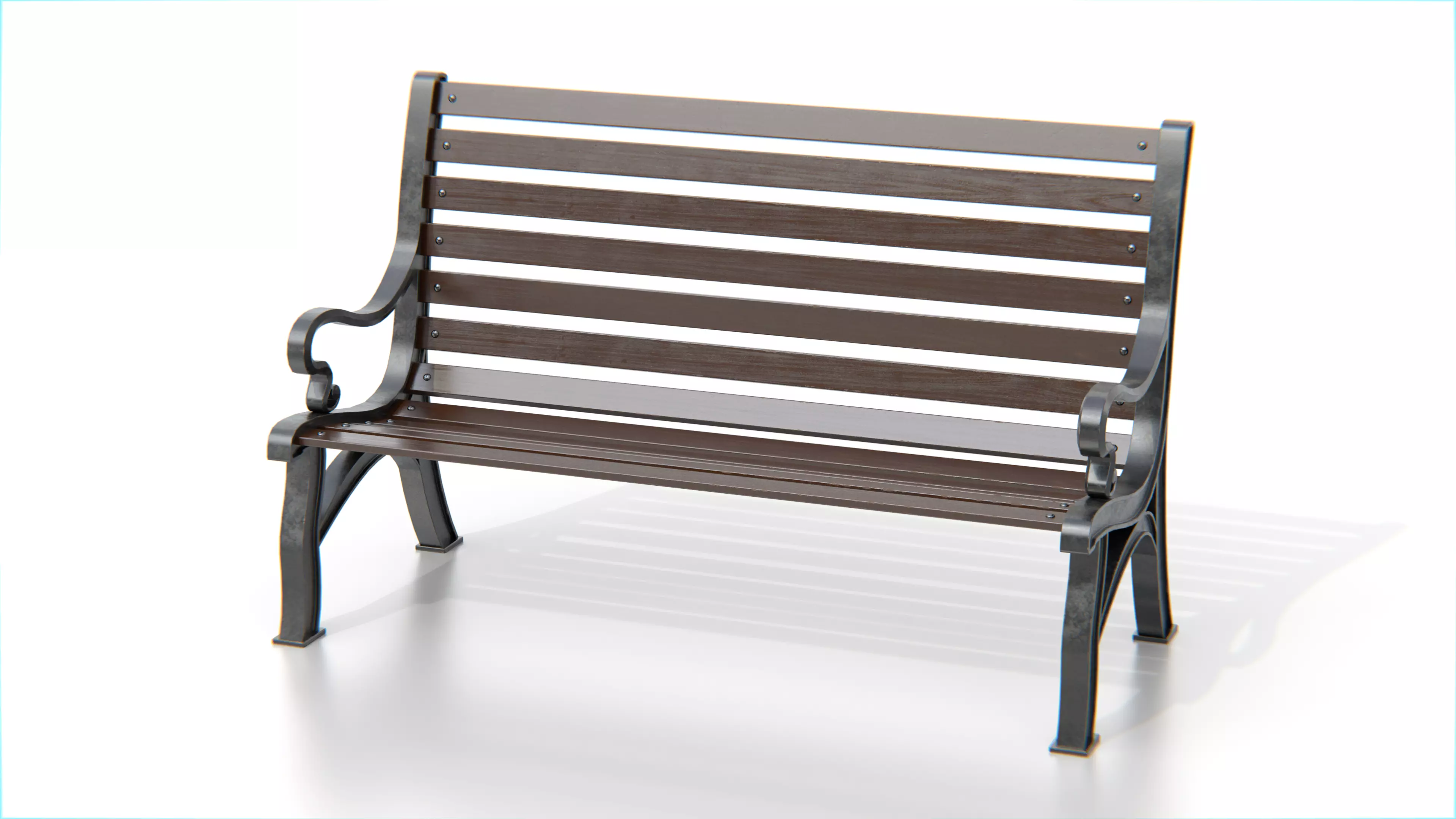 Vintage Park Bench Low-poly 3D model