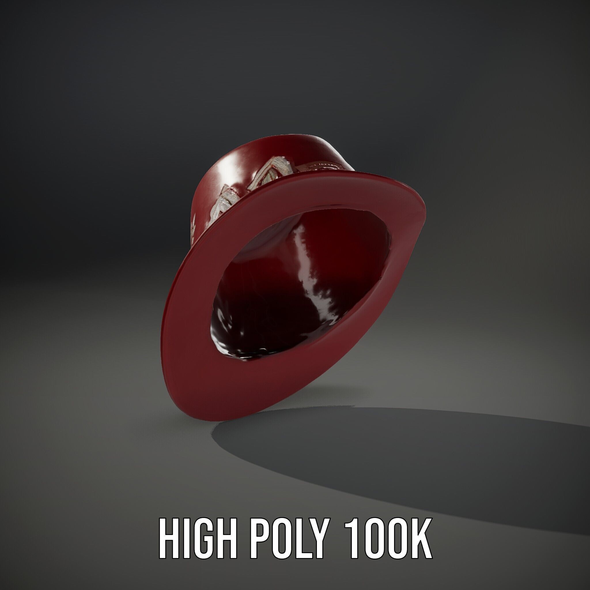 Red Fedora Hat with Decorative Patterns Model Pack Low-poly 3D model_8