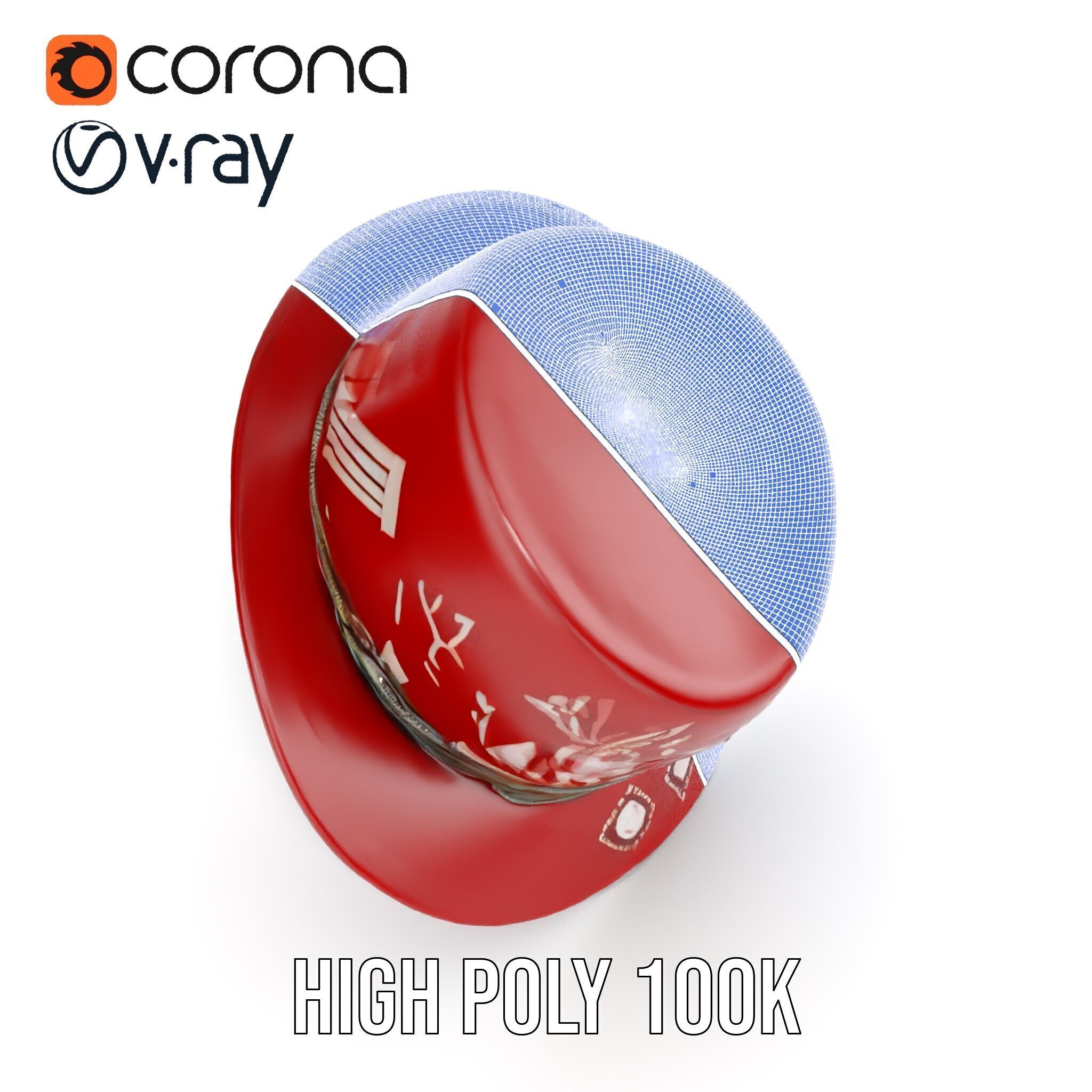 Red Fedora Hat with Decorative Patterns Model Pack Low-poly 3D model_38