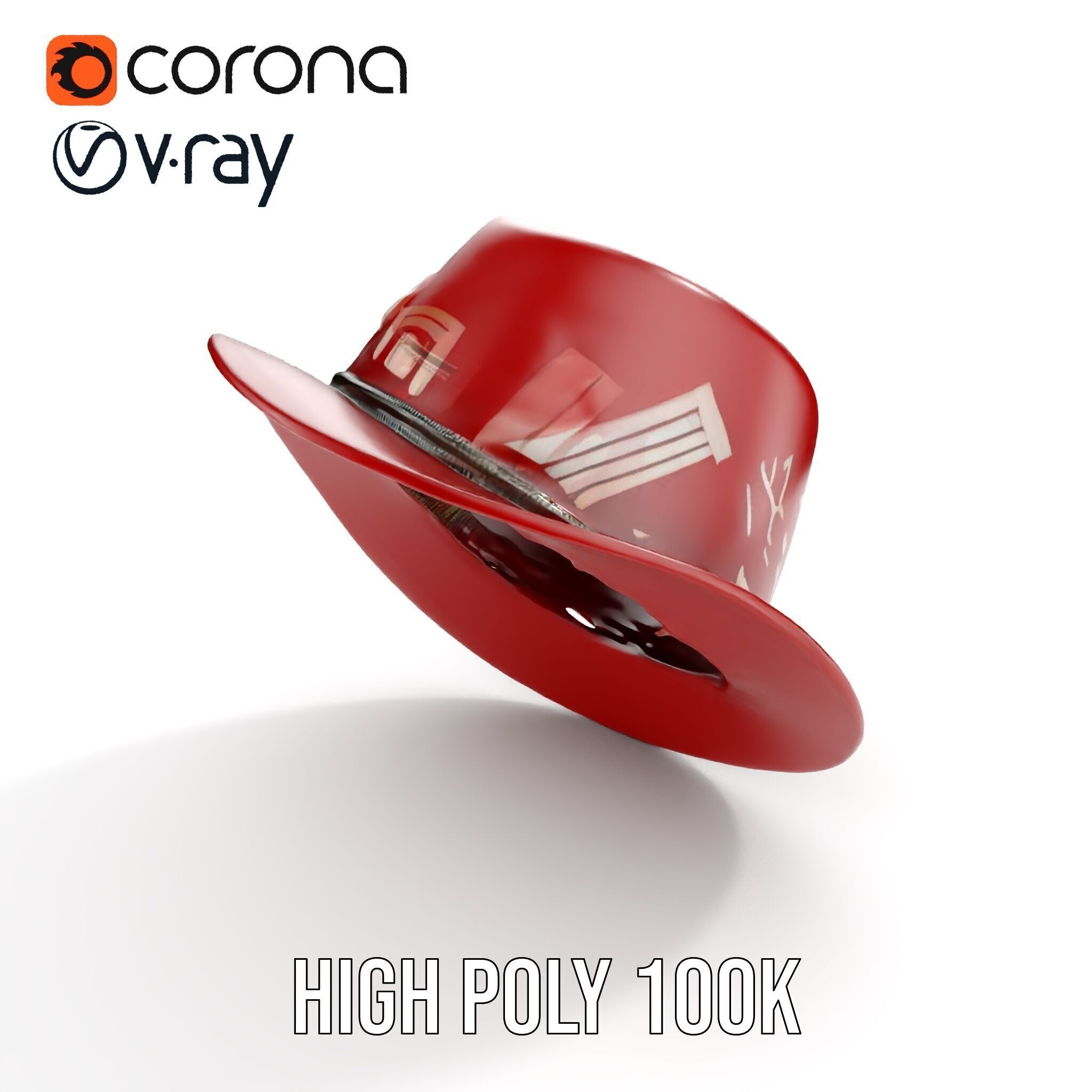 Red Fedora Hat with Decorative Patterns Model Pack Low-poly 3D model_25