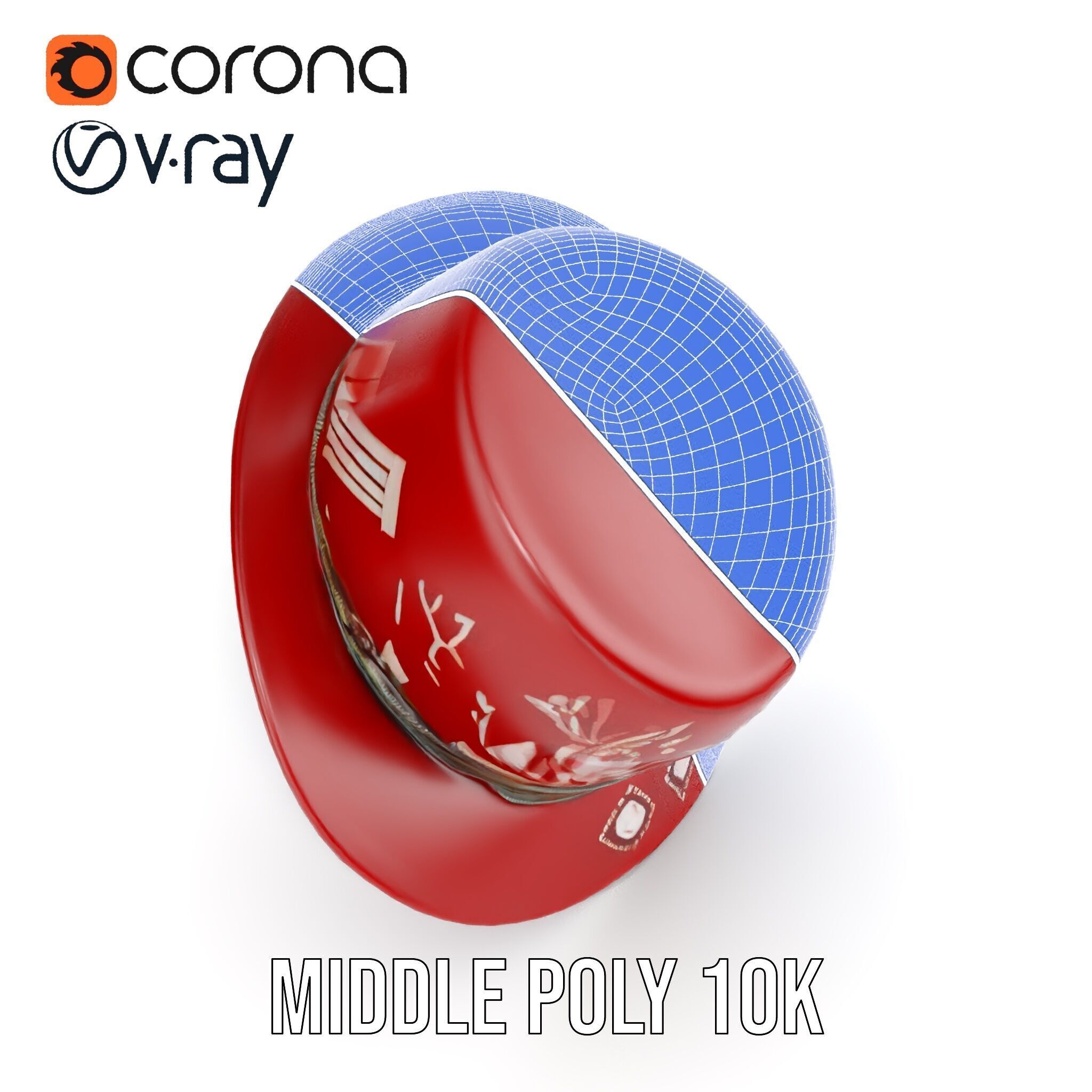 Red Fedora Hat with Decorative Patterns Model Pack Low-poly 3D model_29