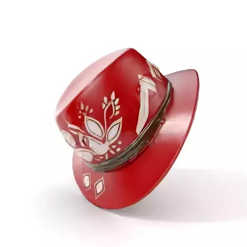 Red Fedora Hat with Decorative Patterns Model Pack Low-poly 3D model