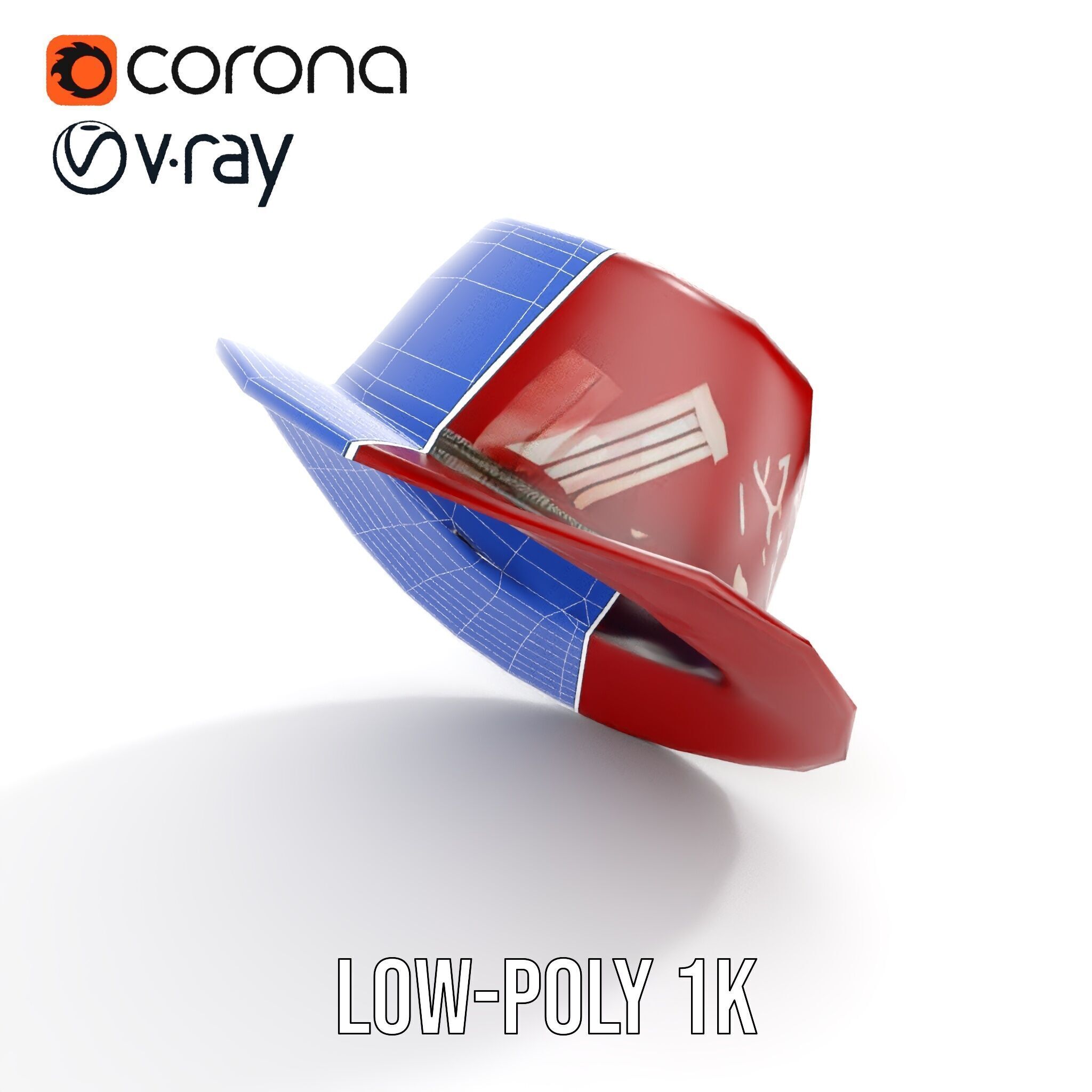 Red Fedora Hat with Decorative Patterns Model Pack Low-poly 3D model_16