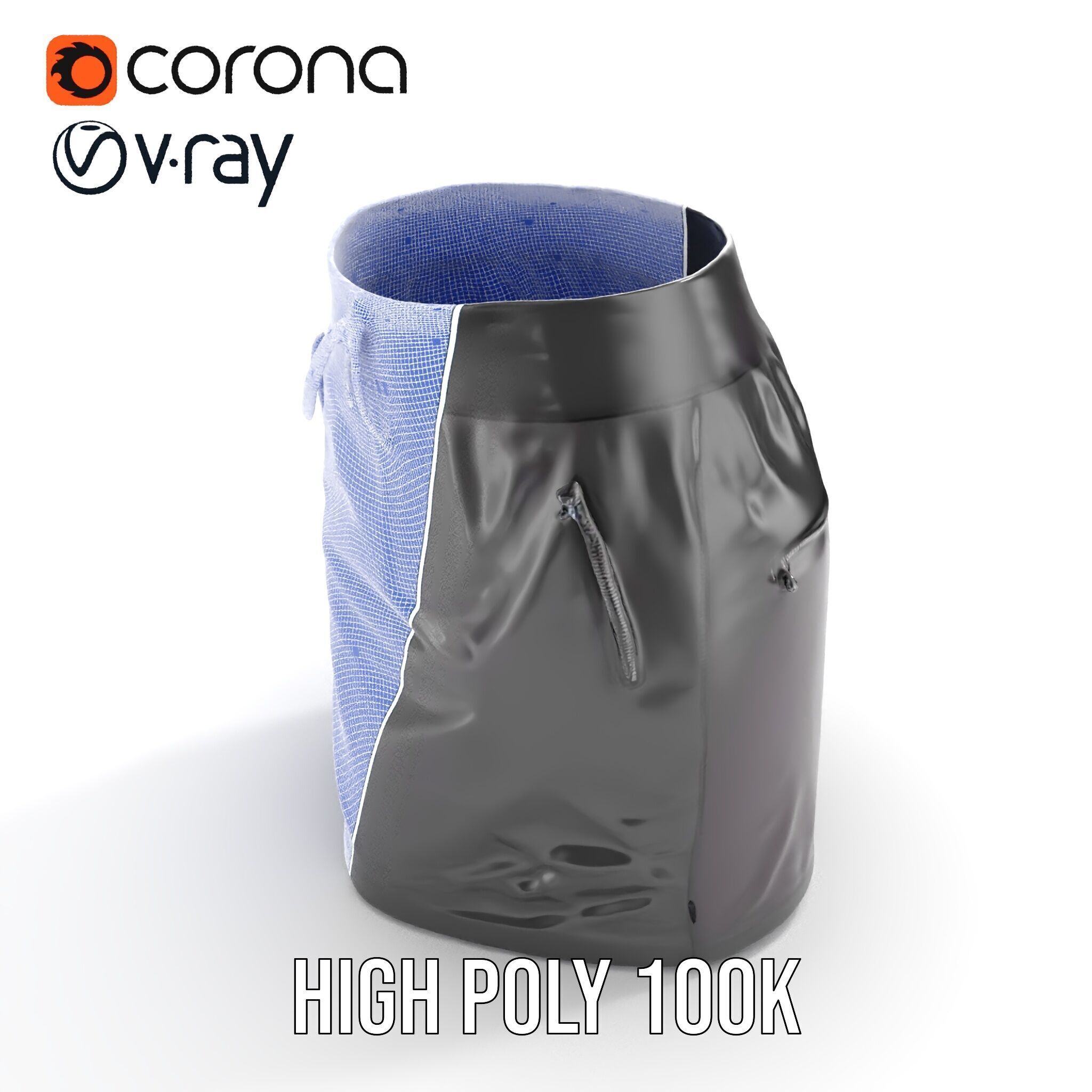 Black Skirt with Zipper Pocket Model Pack Low-poly 3D model_36