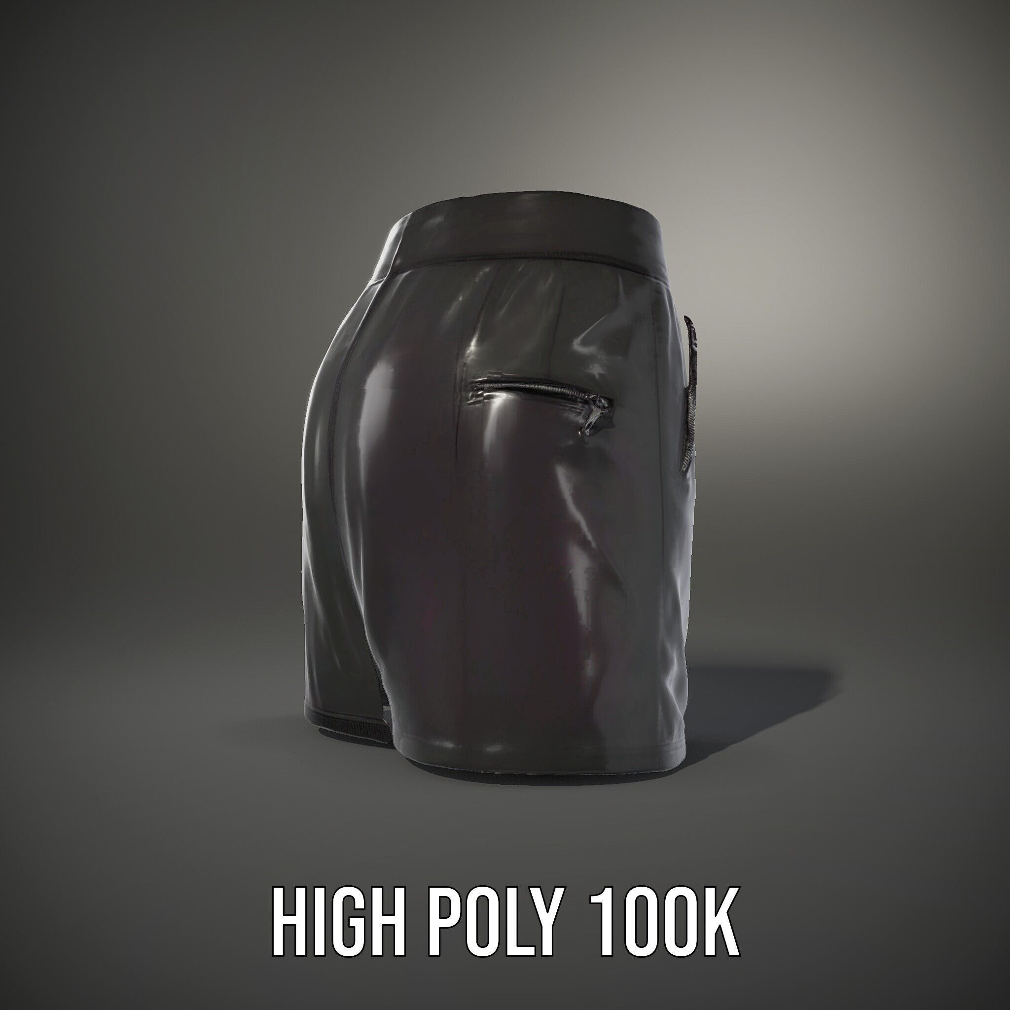 Black Skirt with Zipper Pocket Model Pack Low-poly 3D model_8