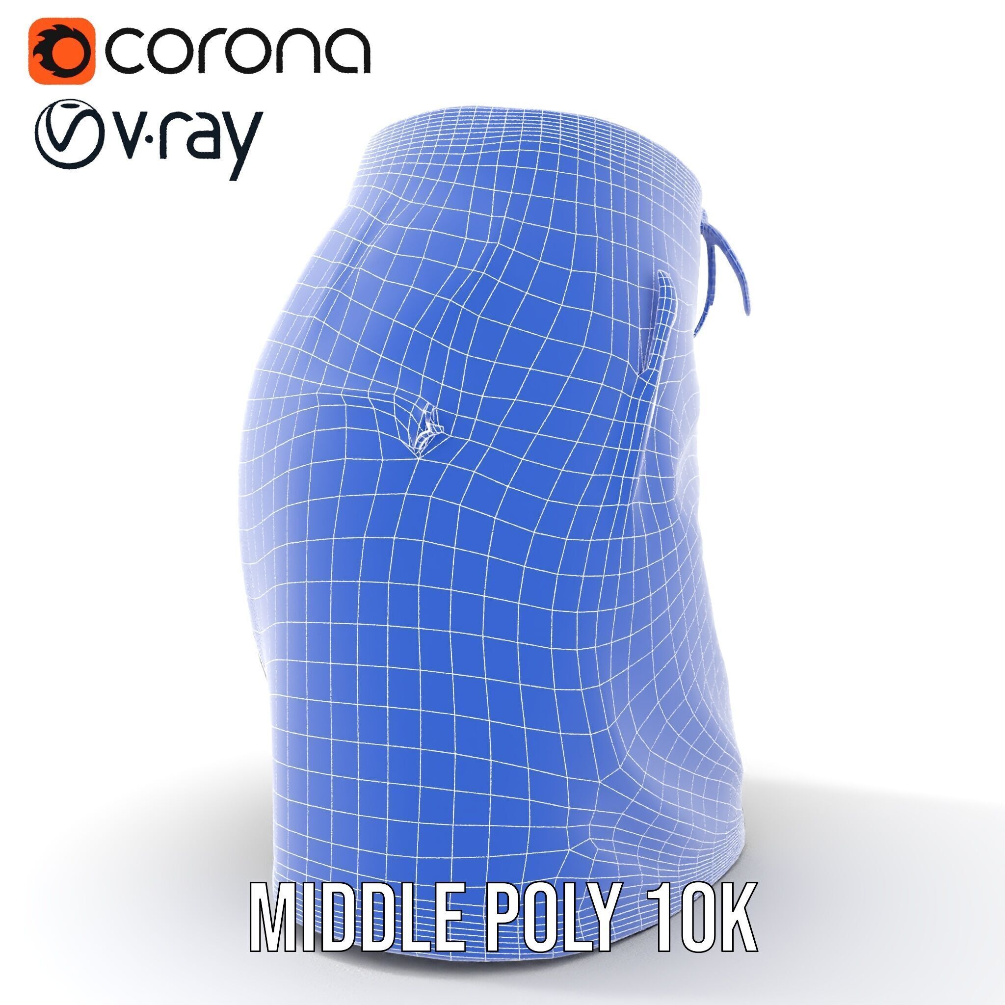 Black Skirt with Zipper Pocket Model Pack Low-poly 3D model_27