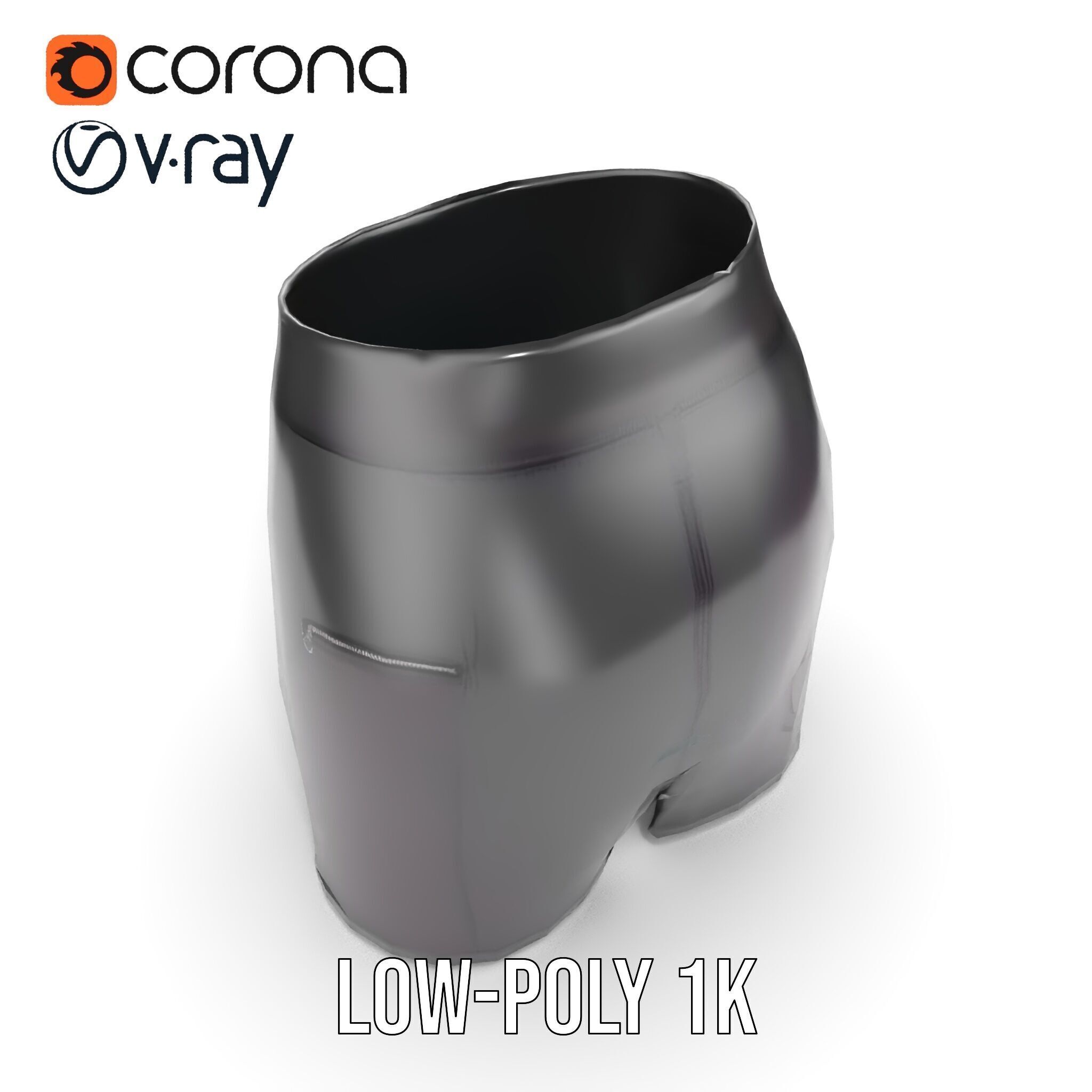 Black Skirt with Zipper Pocket Model Pack Low-poly 3D model_20