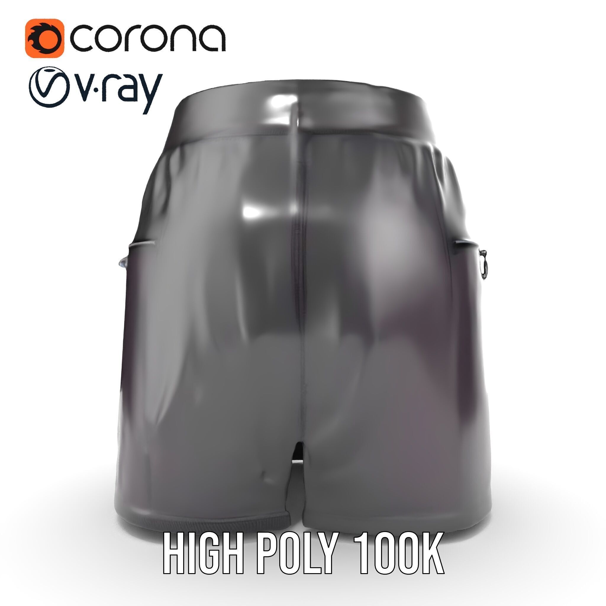 Black Skirt with Zipper Pocket Model Pack Low-poly 3D model_38
