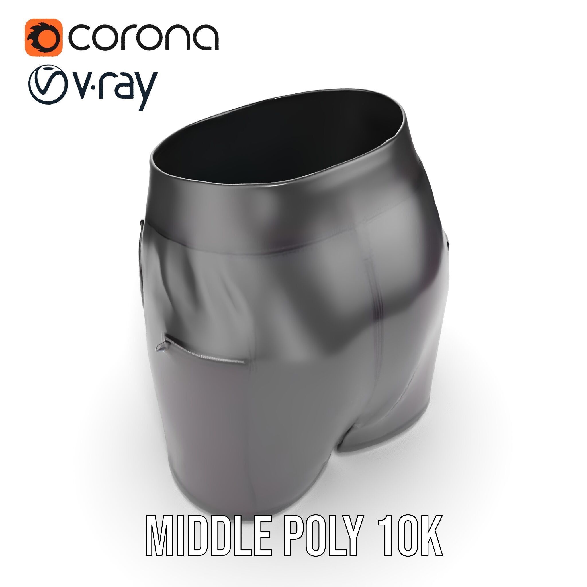 Black Skirt with Zipper Pocket Model Pack Low-poly 3D model_12