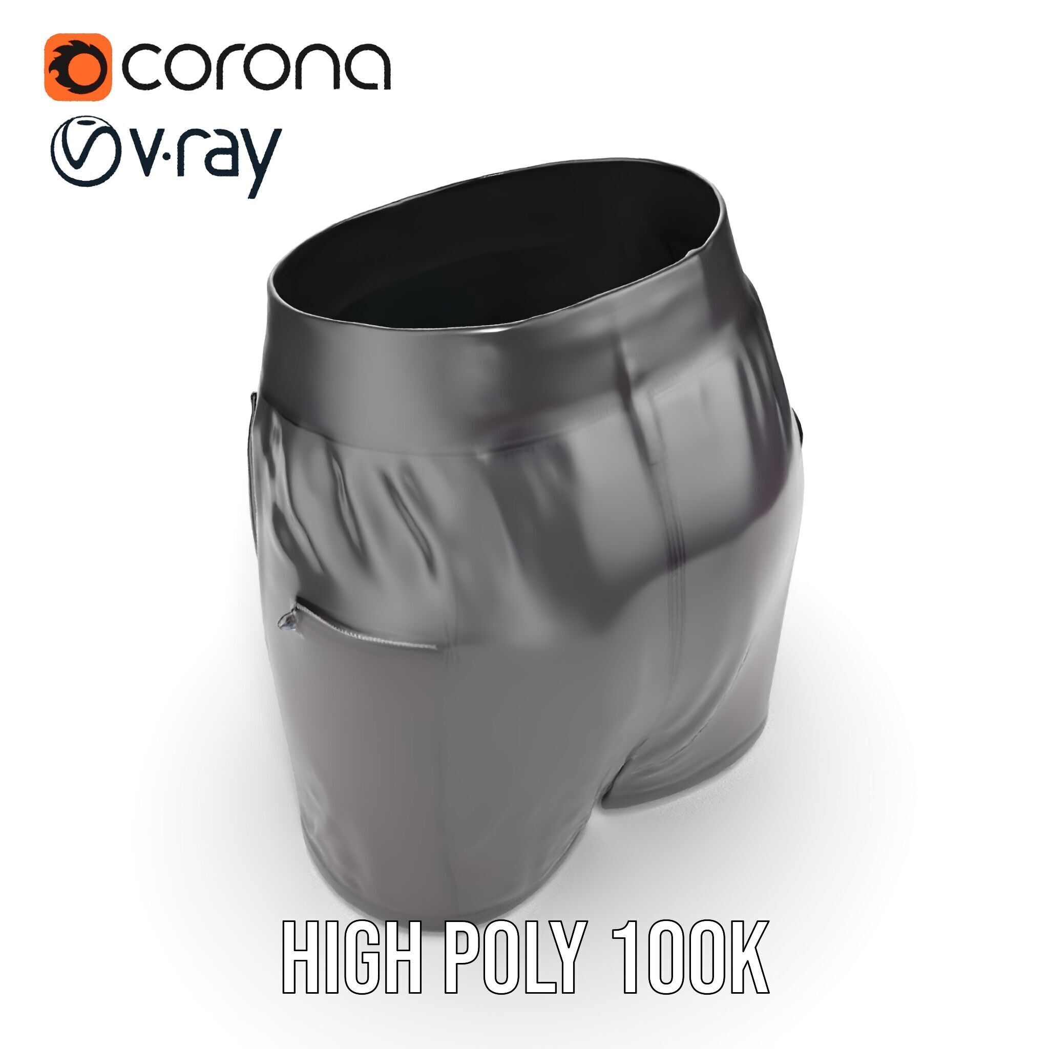 Black Skirt with Zipper Pocket Model Pack Low-poly 3D model_29