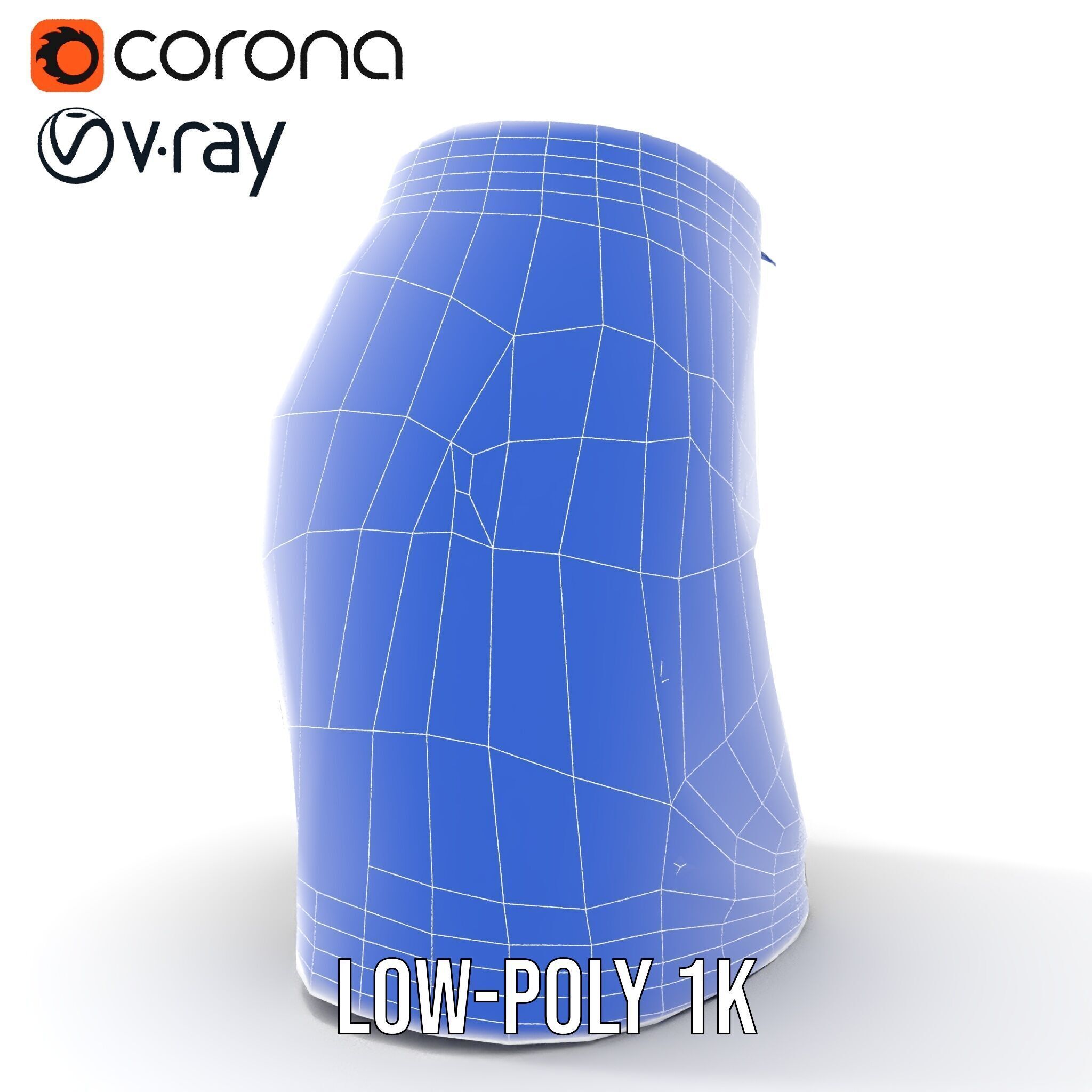 Black Skirt with Zipper Pocket Model Pack Low-poly 3D model_23