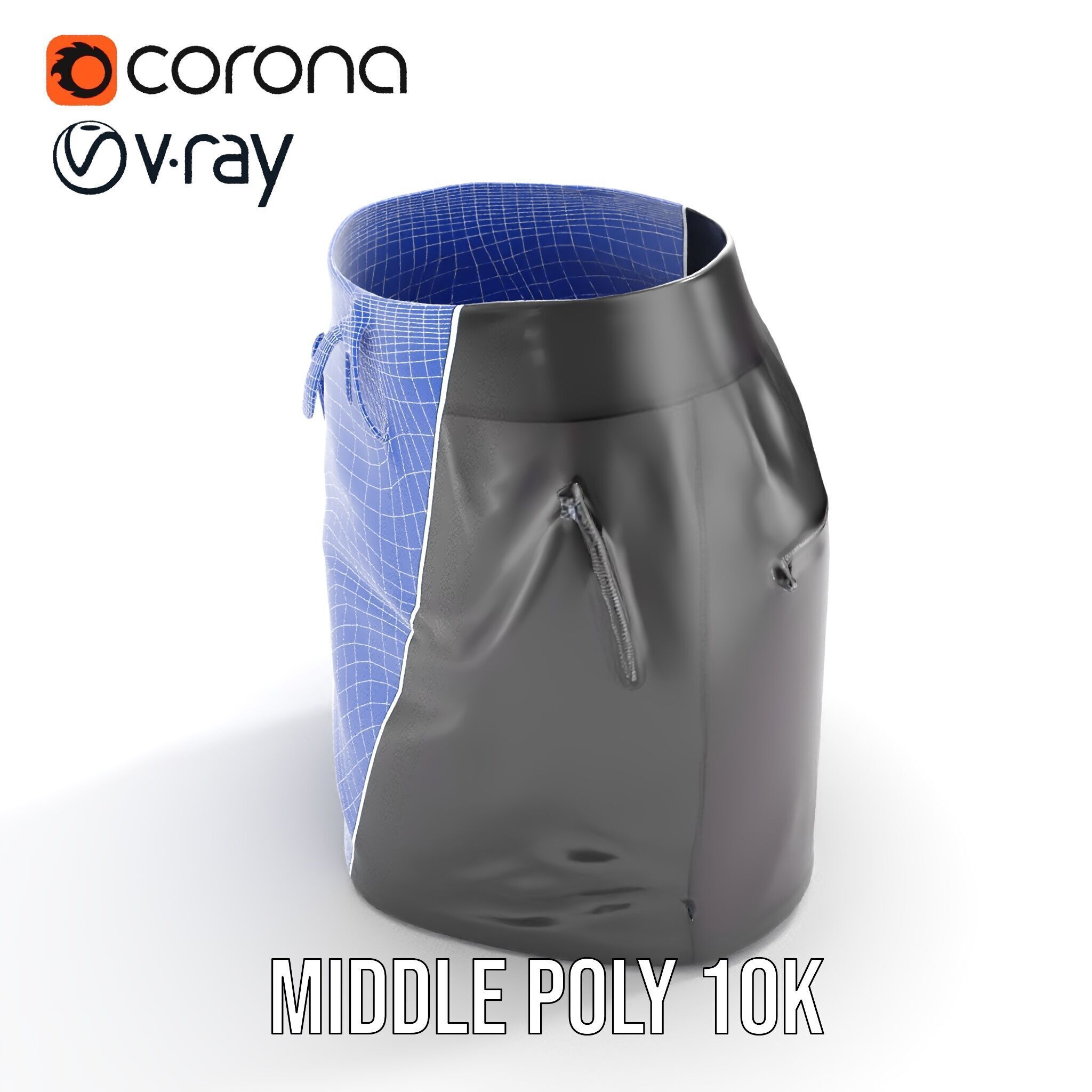 Black Skirt with Zipper Pocket Model Pack Low-poly 3D model_19