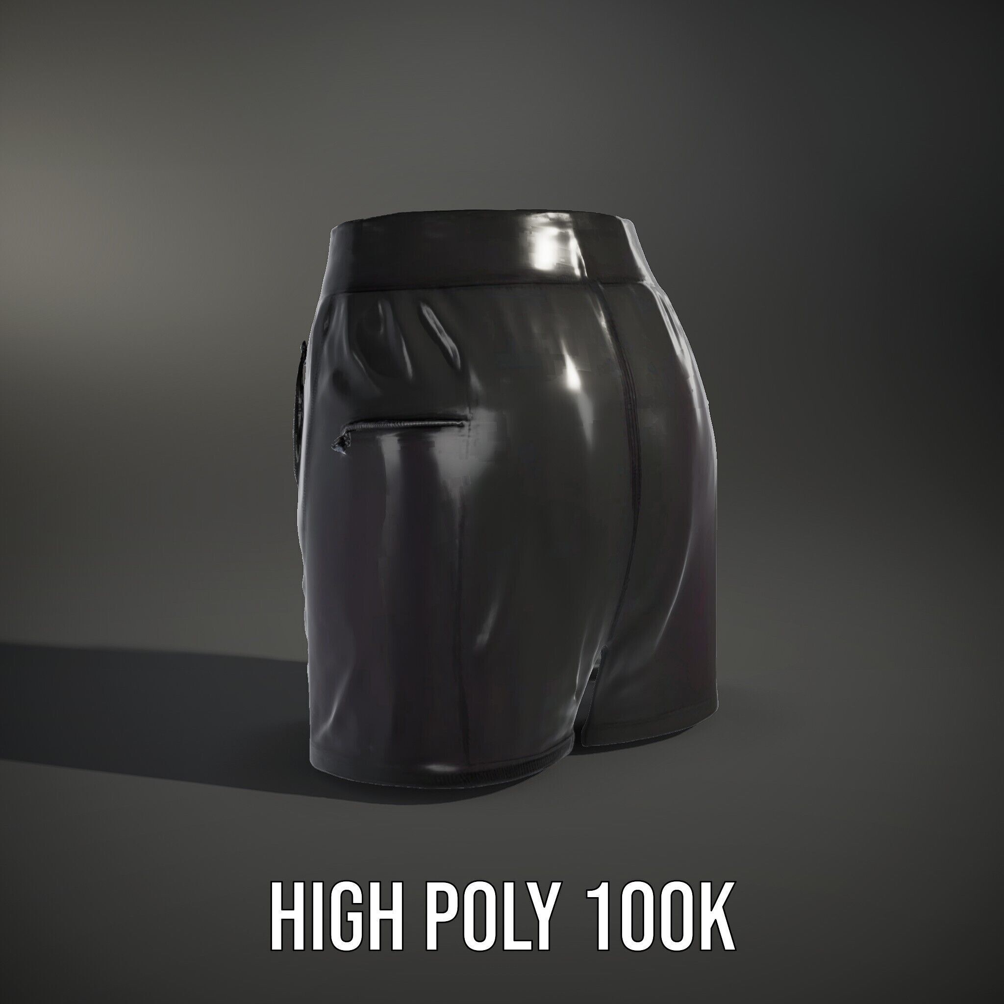 Black Skirt with Zipper Pocket Model Pack Low-poly 3D model_14