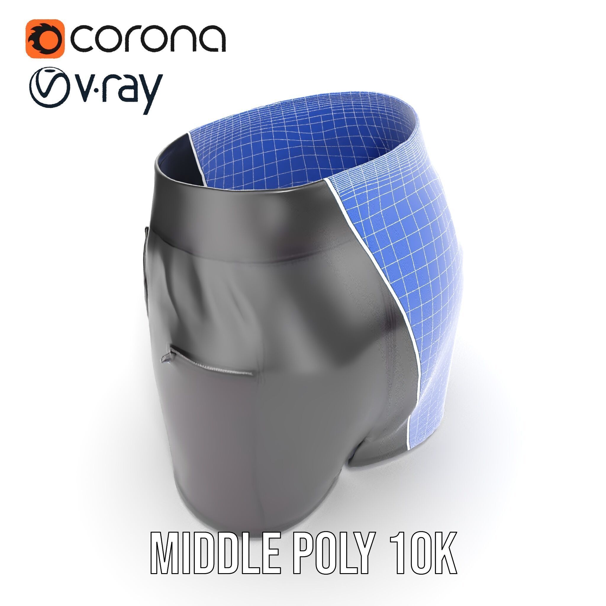 Black Skirt with Zipper Pocket Model Pack Low-poly 3D model_25