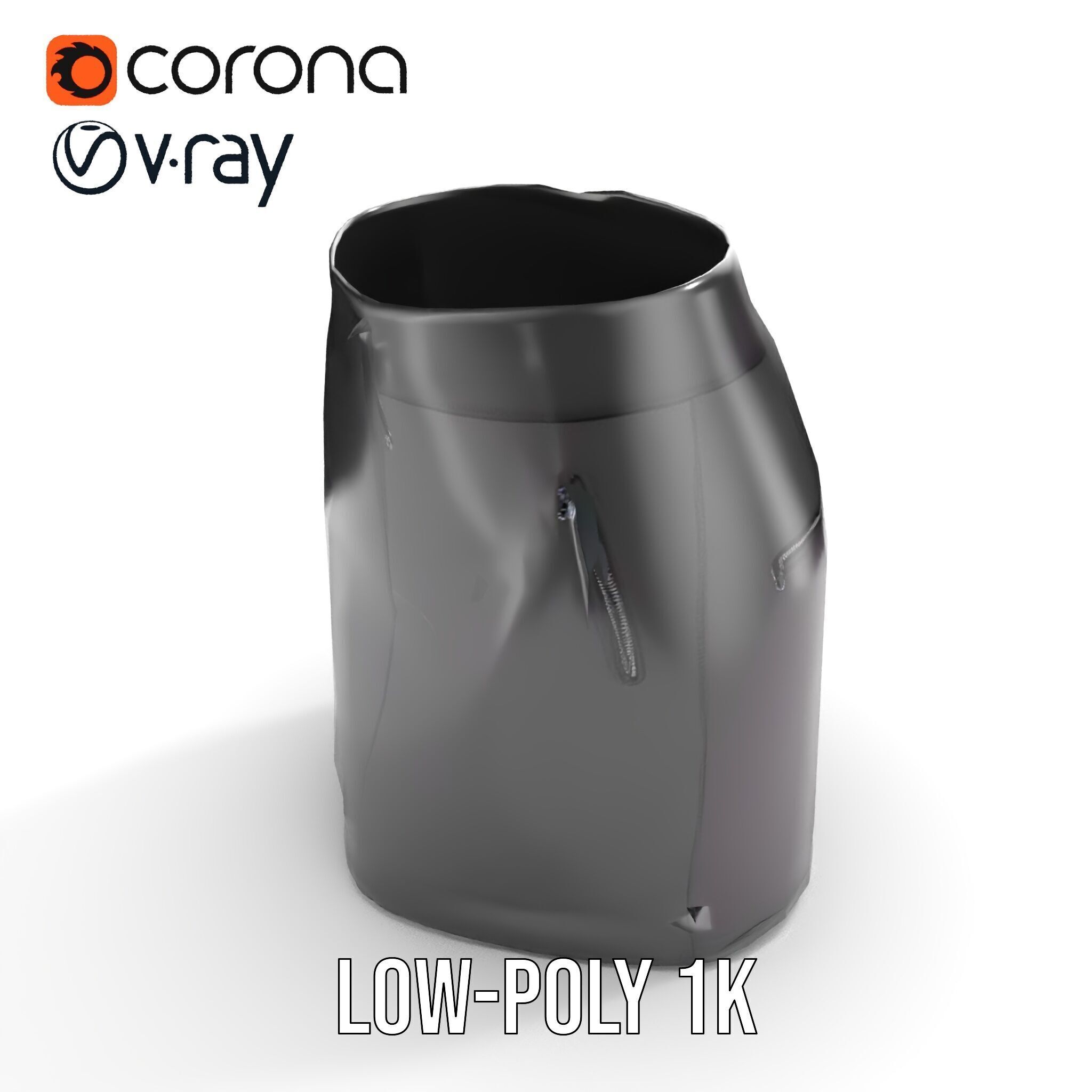 Black Skirt with Zipper Pocket Model Pack Low-poly 3D model_16