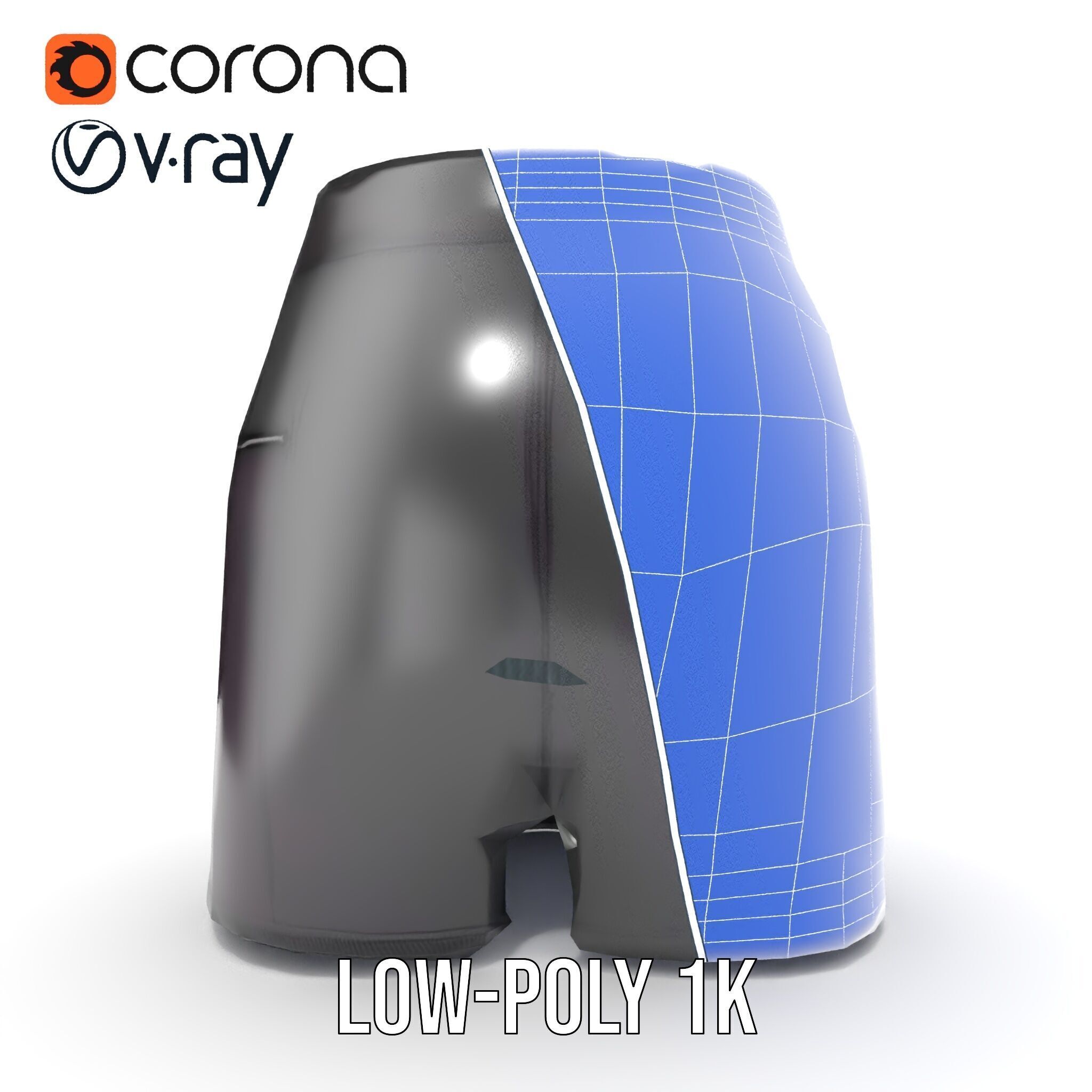 Black Skirt with Zipper Pocket Model Pack Low-poly 3D model_31