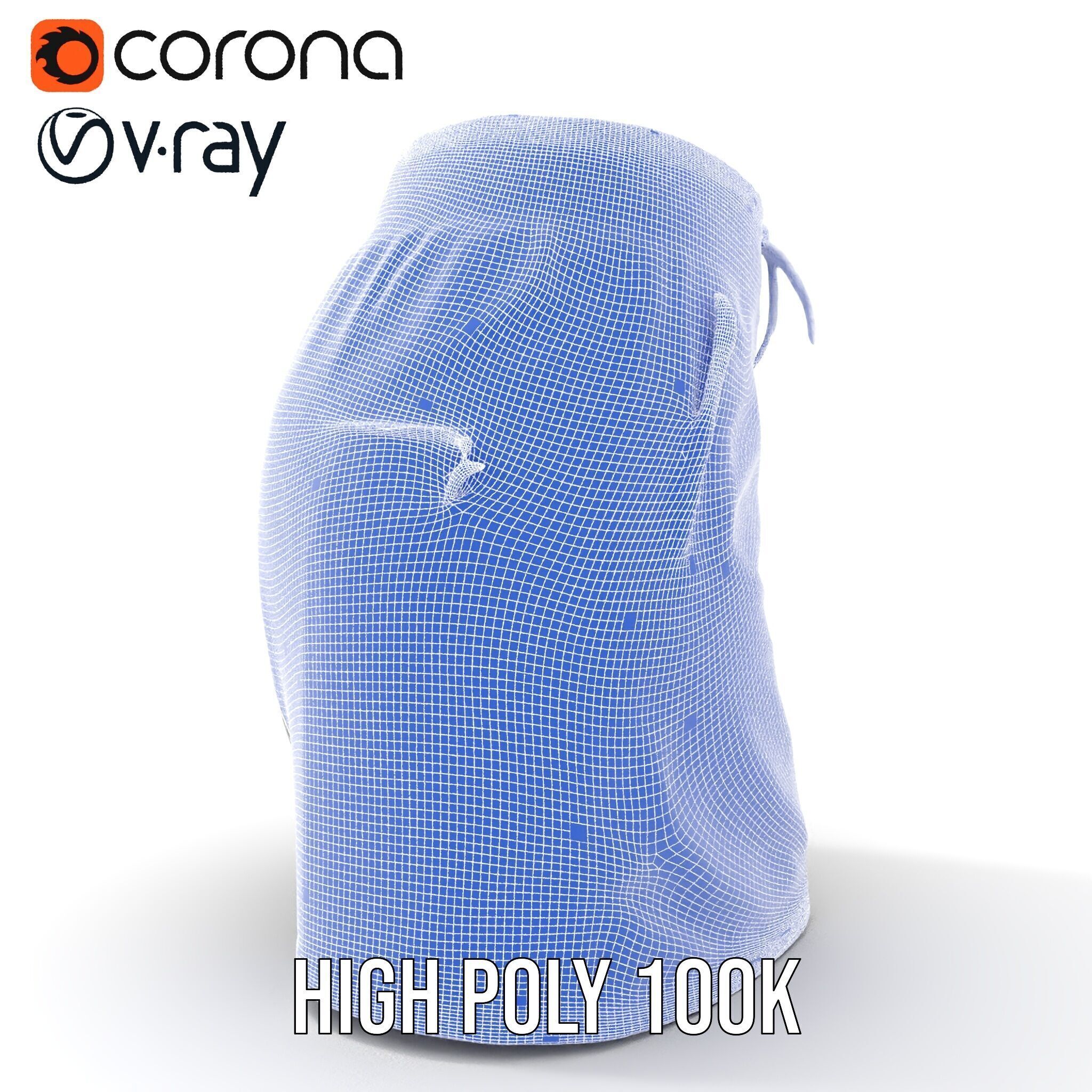 Black Skirt with Zipper Pocket Model Pack Low-poly 3D model_32