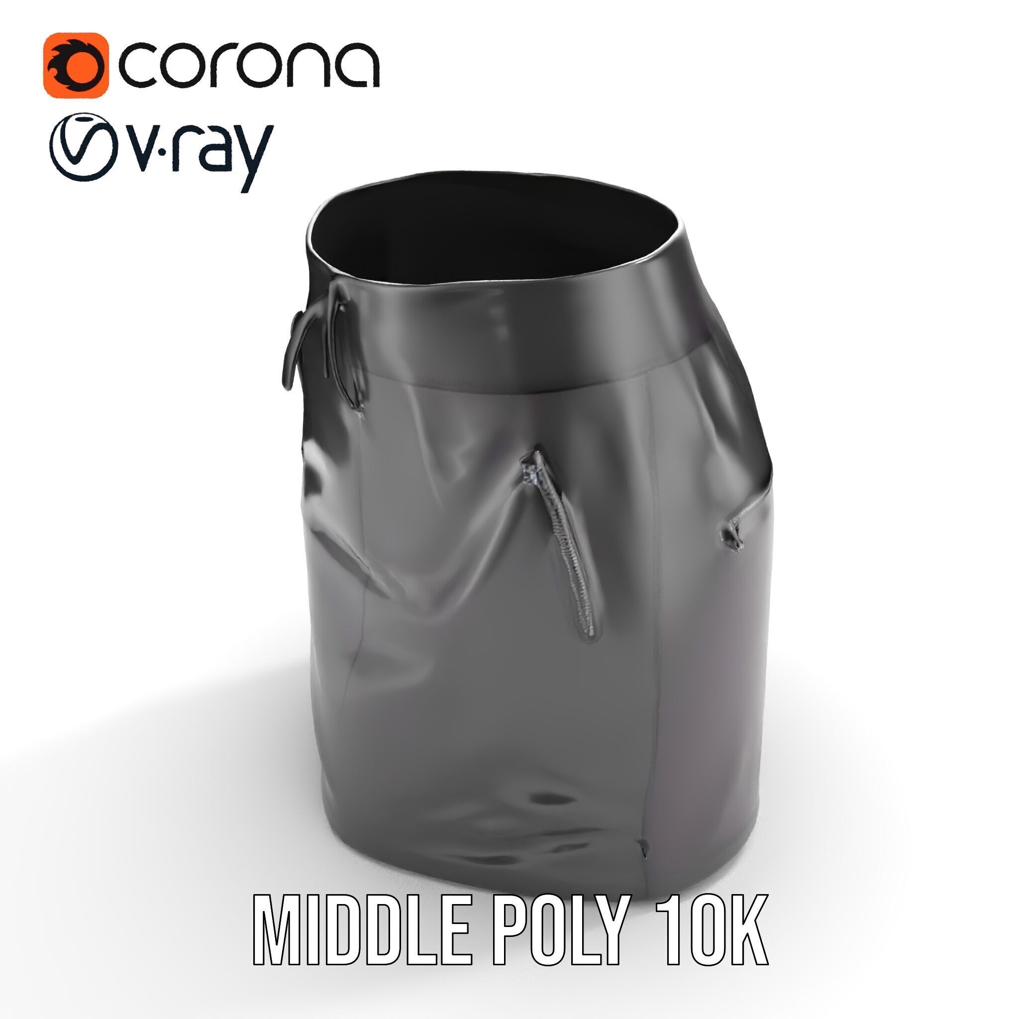 Black Skirt with Zipper Pocket Model Pack Low-poly 3D model_6