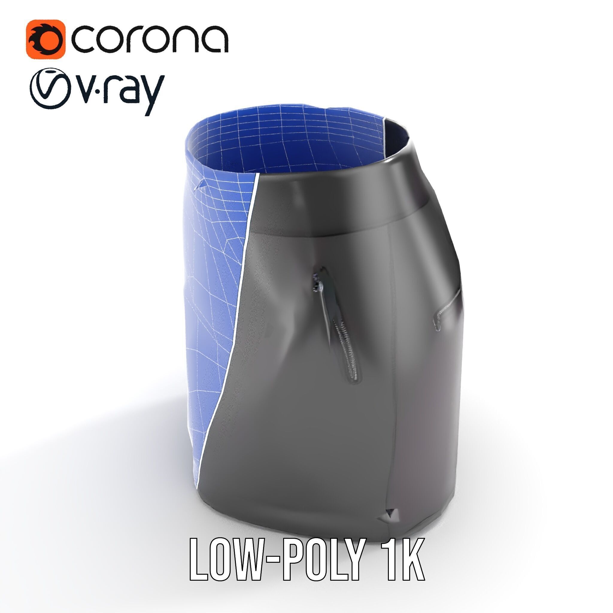 Black Skirt with Zipper Pocket Model Pack Low-poly 3D model_18