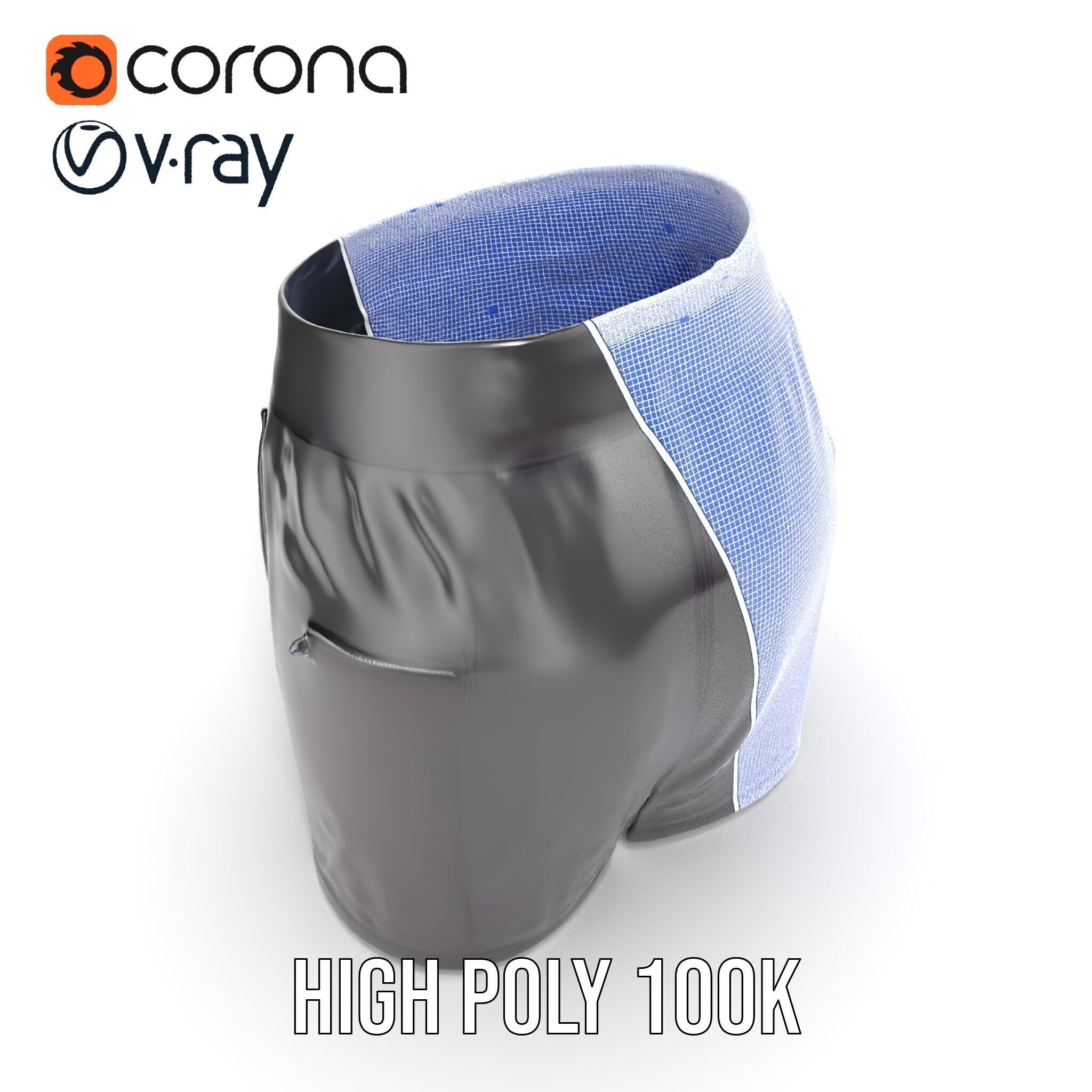 Black Skirt with Zipper Pocket Model Pack Low-poly 3D model_37