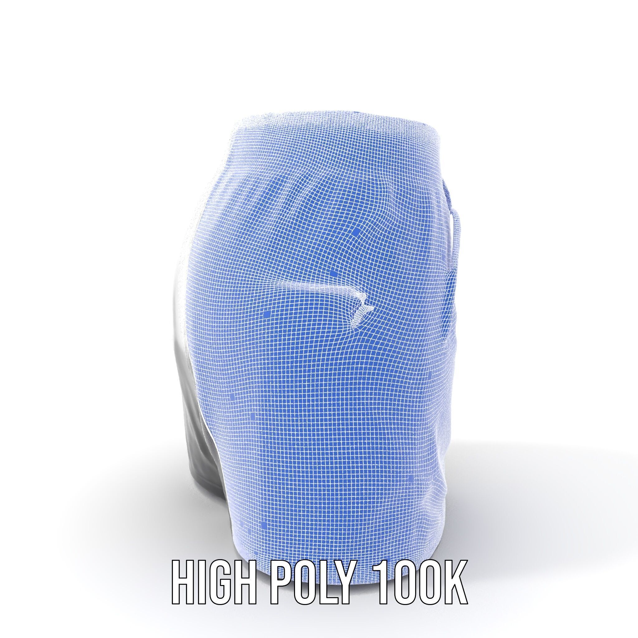 Black Skirt with Zipper Pocket Model Pack Low-poly 3D model_4