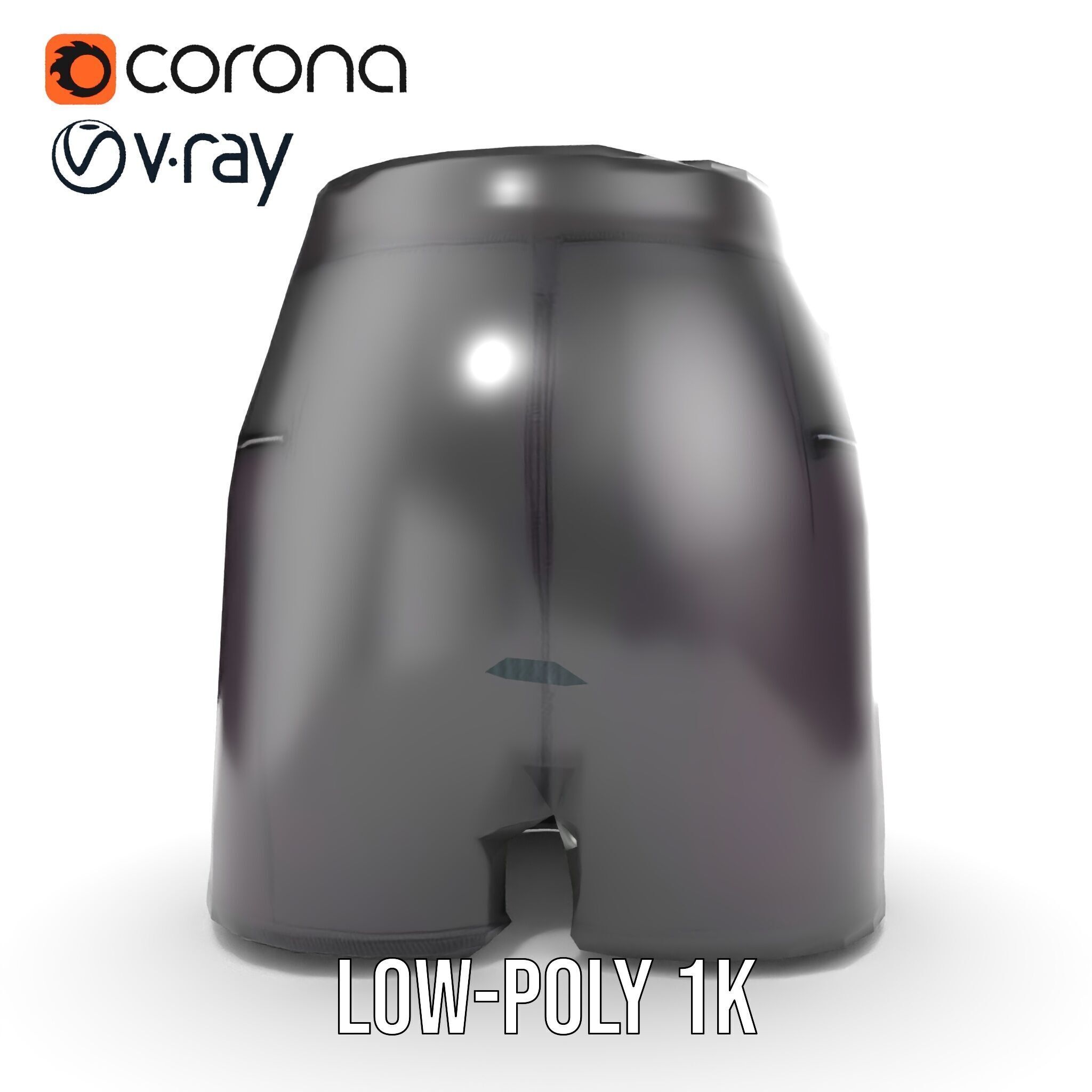 Black Skirt with Zipper Pocket Model Pack Low-poly 3D model_10