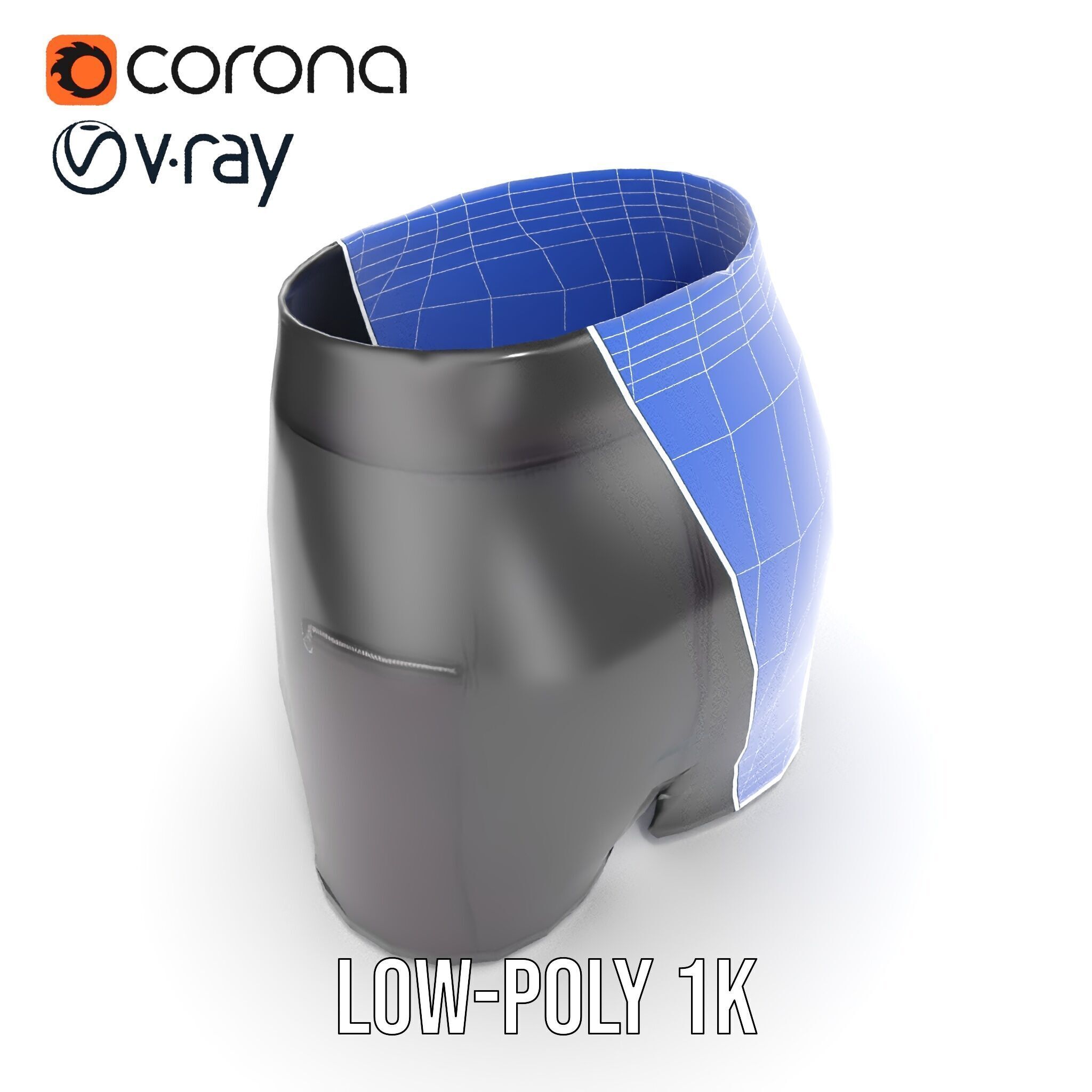 Black Skirt with Zipper Pocket Model Pack Low-poly 3D model_28