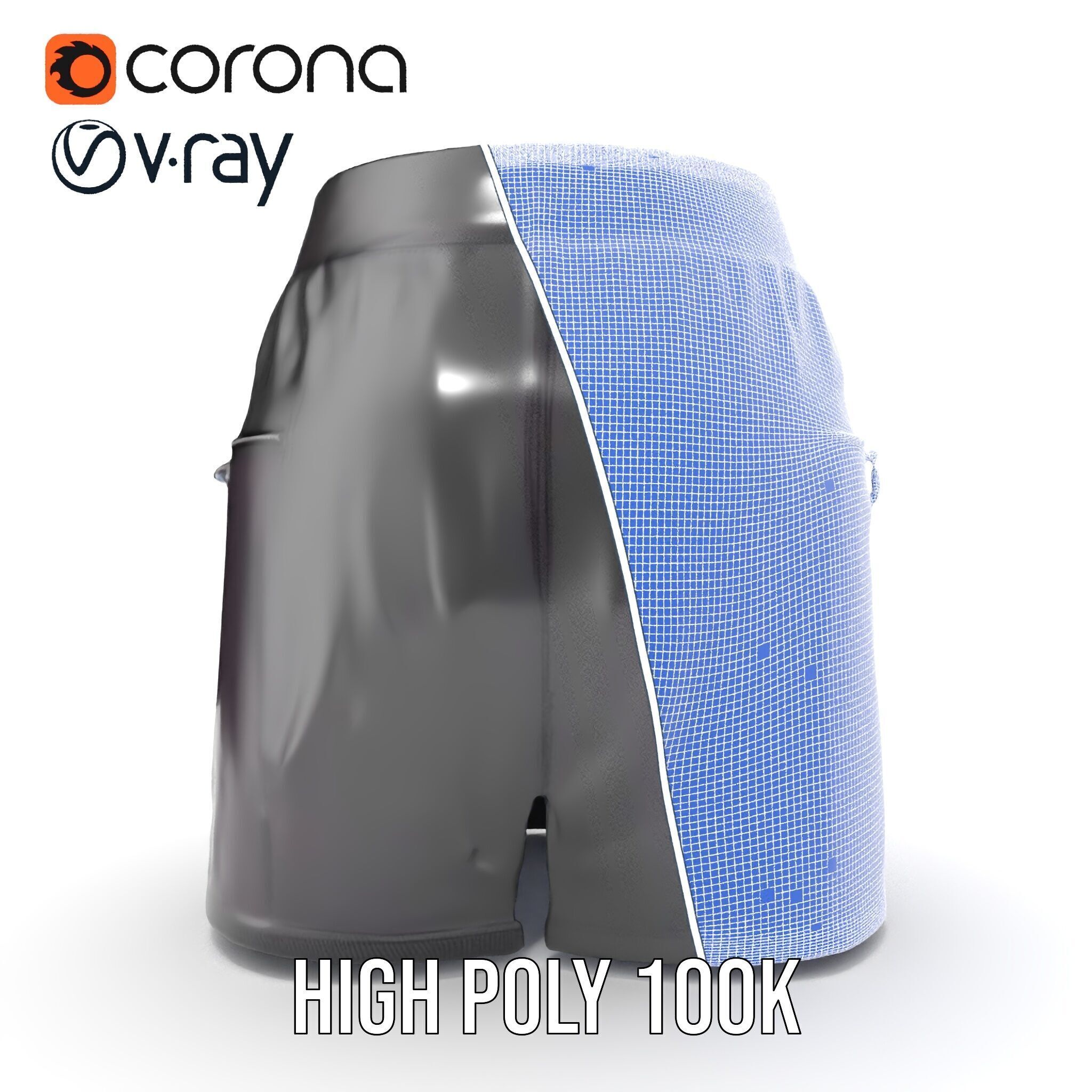 Black Skirt with Zipper Pocket Model Pack Low-poly 3D model_35