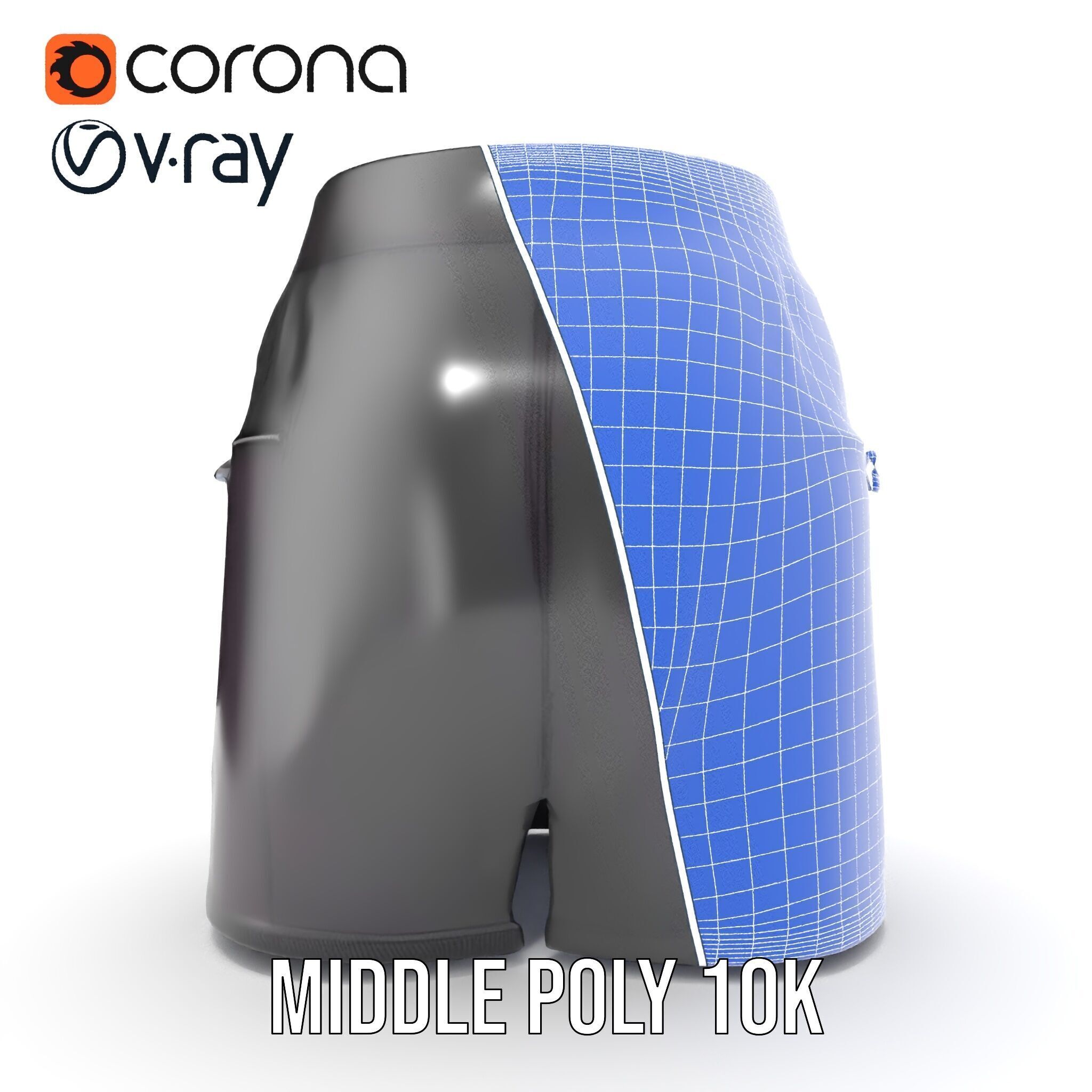 Black Skirt with Zipper Pocket Model Pack Low-poly 3D model_30