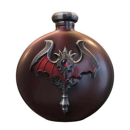 Crimson Bat Elixir  Gothic Vampire Potion Bottle Low-poly 3D model
